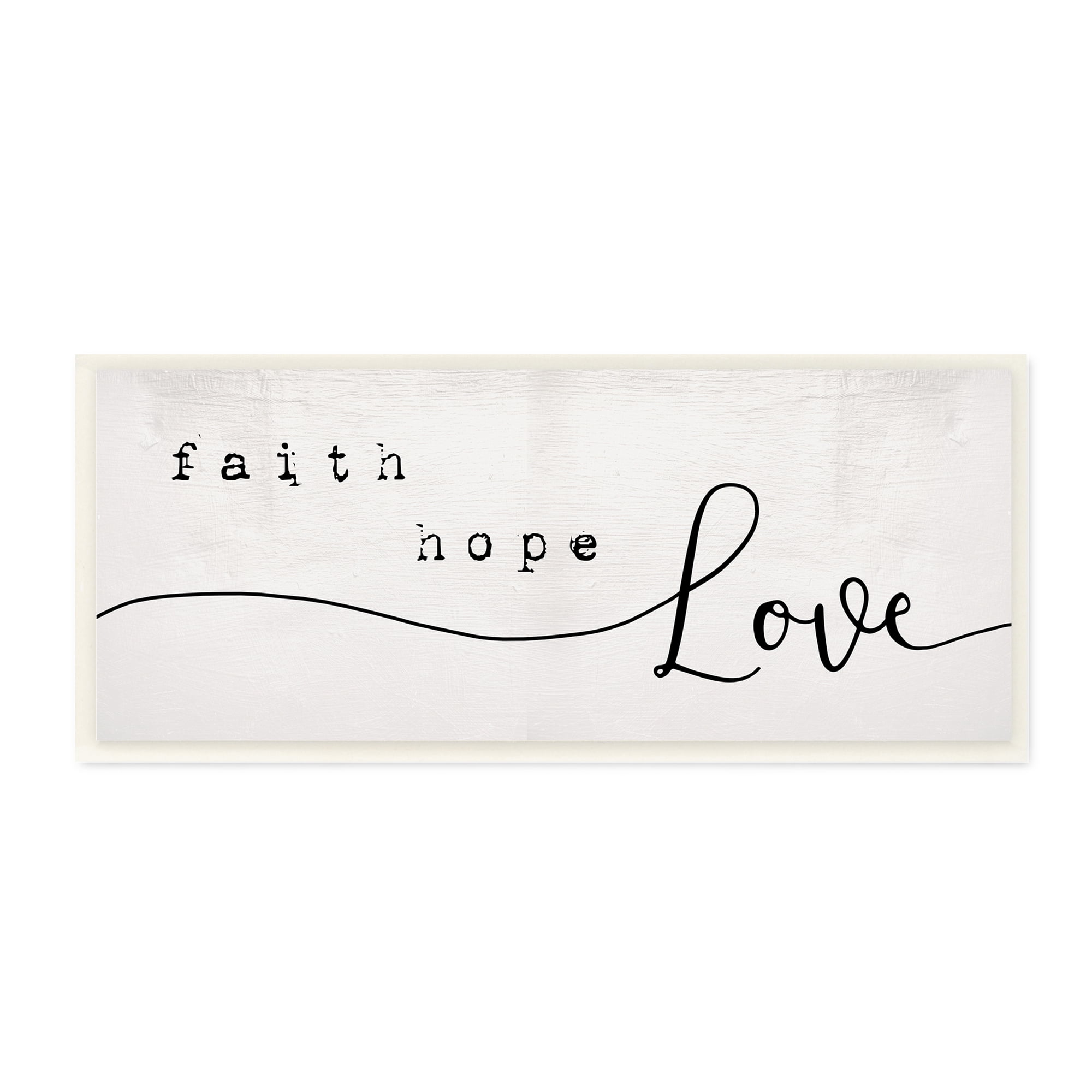 Stupell Industries Faith Hope Love Phrase Charming Cursive Script Religious Painting Gallery Wrapped Canvas Art Print Wall Art, 17 x 40