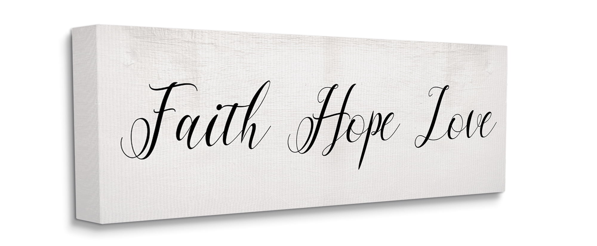 Stupell Industries Faith Hope Love Phrase Minimal Elegant Text Canvas Wall Art, 20 x 48, Design by Daphne Polselli