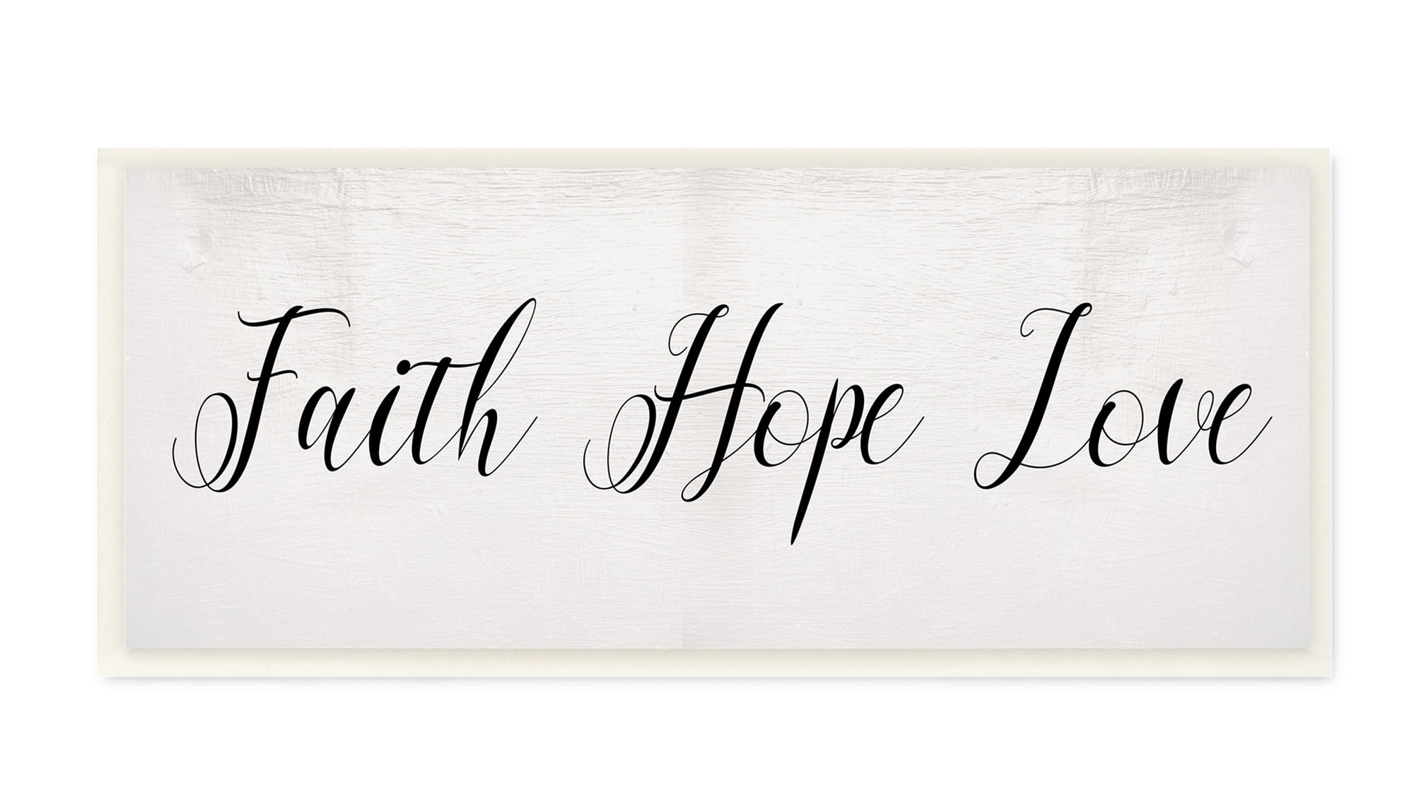 Stupell Industries Faith Hope Love Phrase Minimal Elegant Text Wall Plaque, 7 x 17, Design by Daphne Polselli