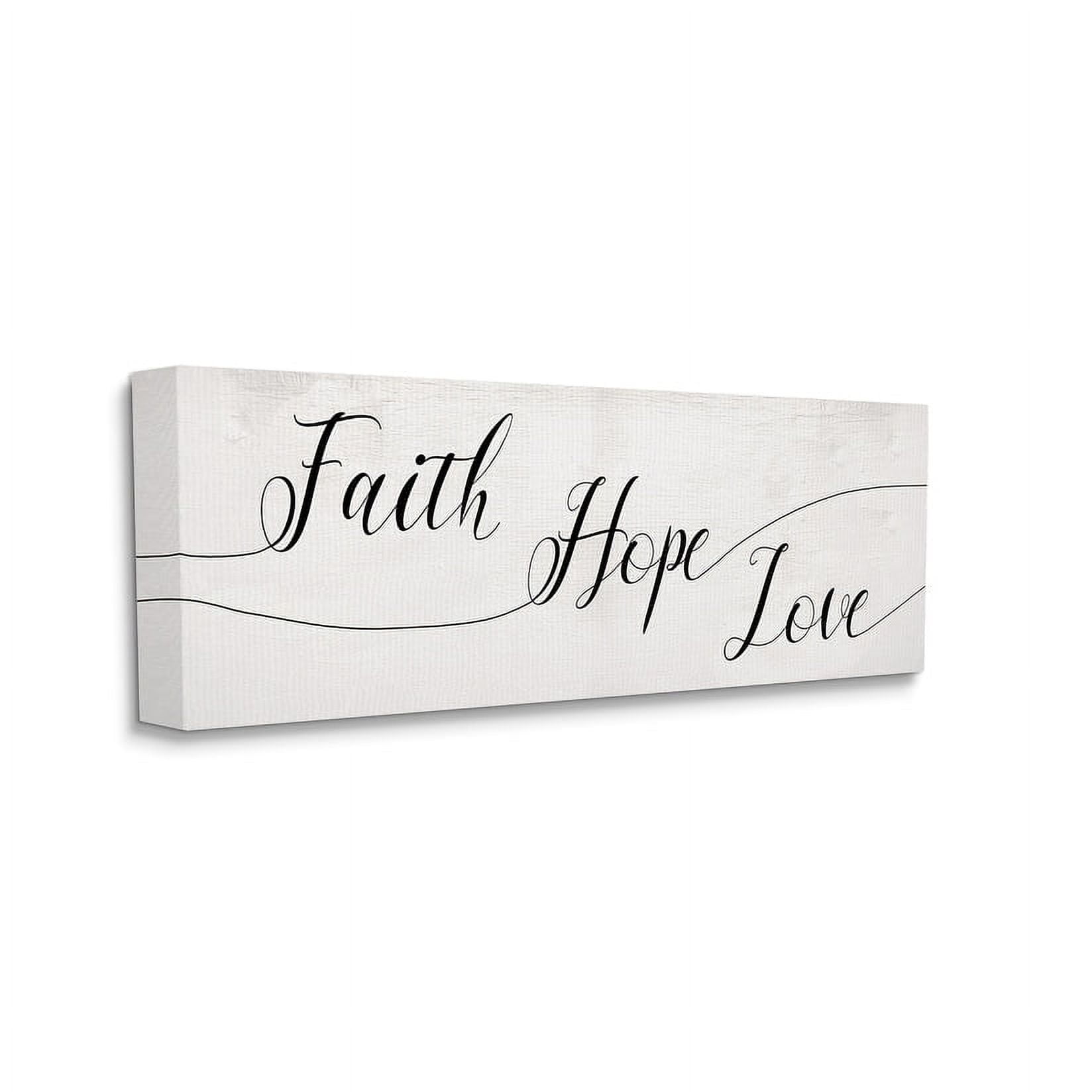 Stupell Industries Faith Hope Love Phrase with Whimsical Linework Typography Canvas Wall Art, 13 x 30, Design by Daphne Polselli