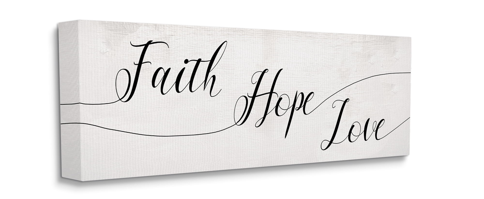 Stupell Industries Faith Hope Love Phrase with Whimsical Linework Typography Canvas Wall Art, 20 x 48, Design by Daphne Polselli