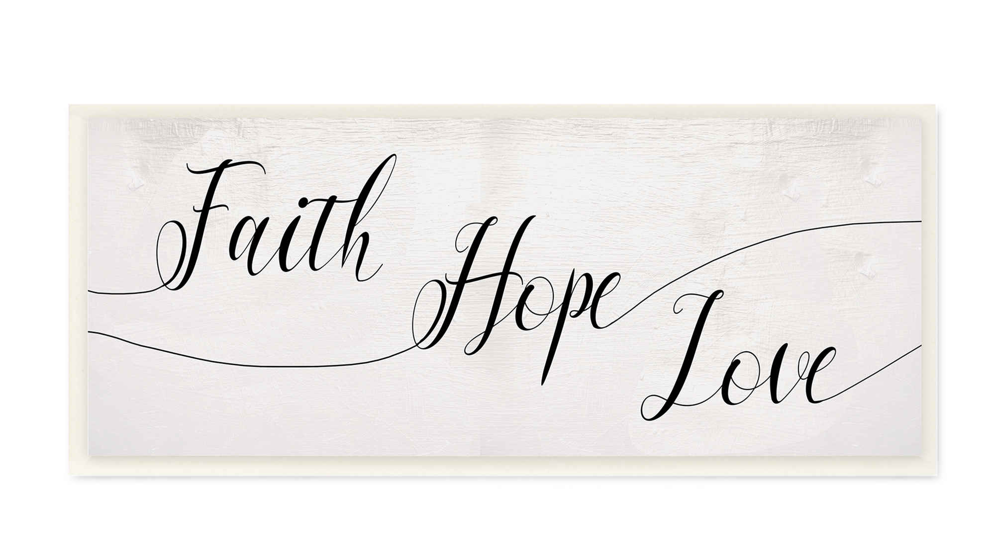 Stupell Industries Faith Hope Love Phrase with Whimsical Linework Typography Wall Plaque, 7 x 17, Design by Daphne Polselli