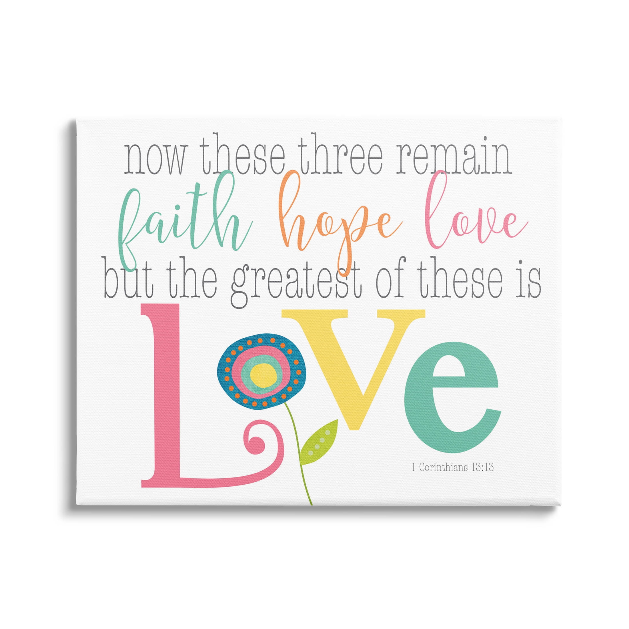 Stupell Industries Faith Hope Love Whimsical Floral Graphic Art Gallery Wrapped Canvas Print Wall Art, Design by Alli Rogosich