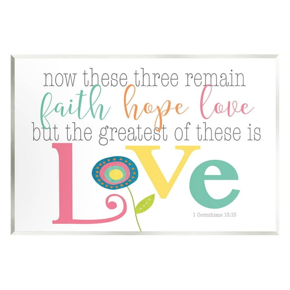 Stupell Industries Faith Hope Love Whimsical Floral Graphic Art Unframed Art Print Wall Art, Design by Alli Rogosich