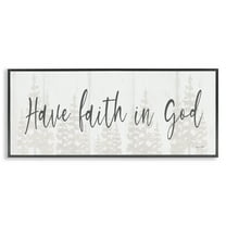 Stupell Industries Faith In God Phrase Religious Painting Black Framed Art Print Wall Art, 24 x 10