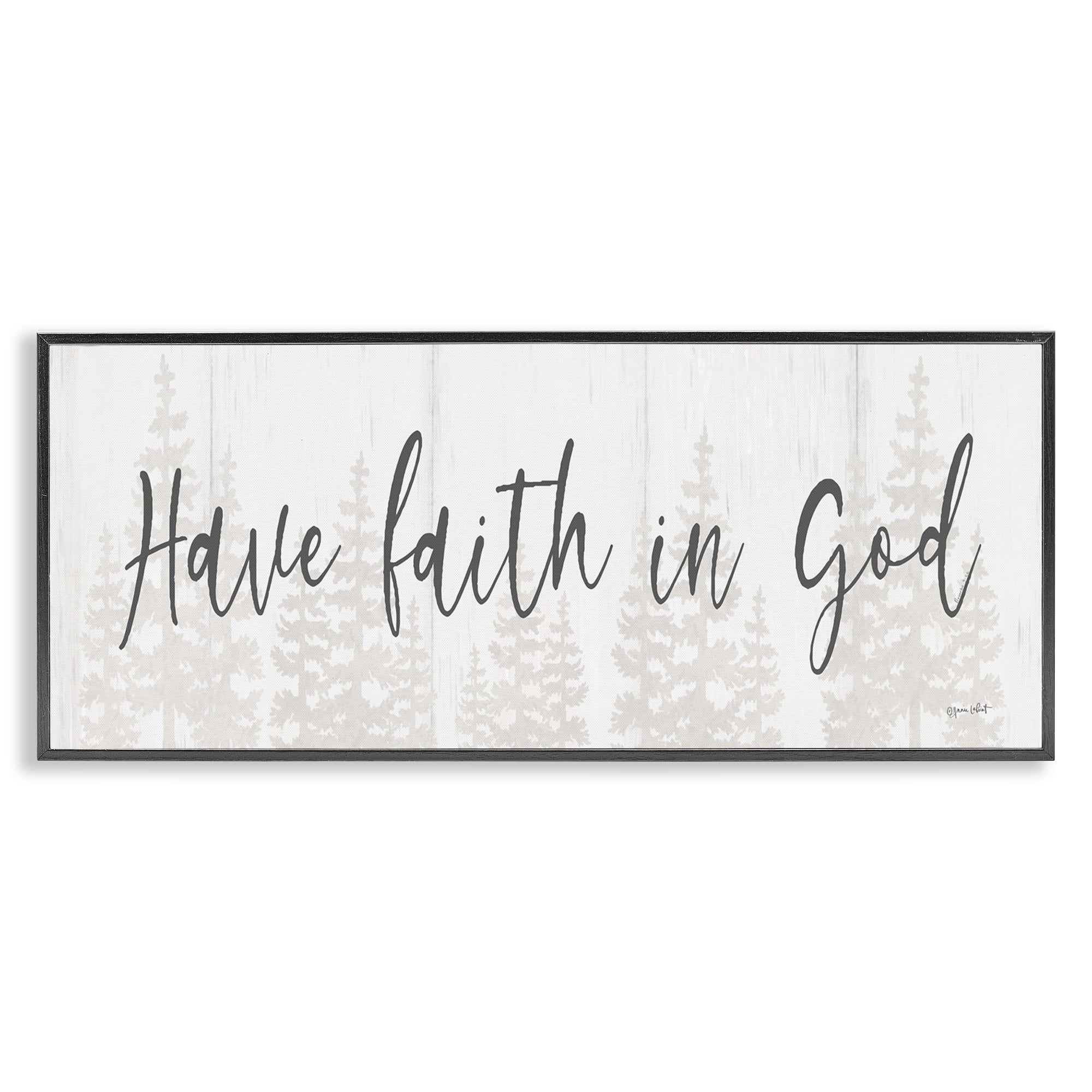 Stupell Industries Faith In God Phrase Religious Painting Black Framed Art Print Wall Art, 30 x 13