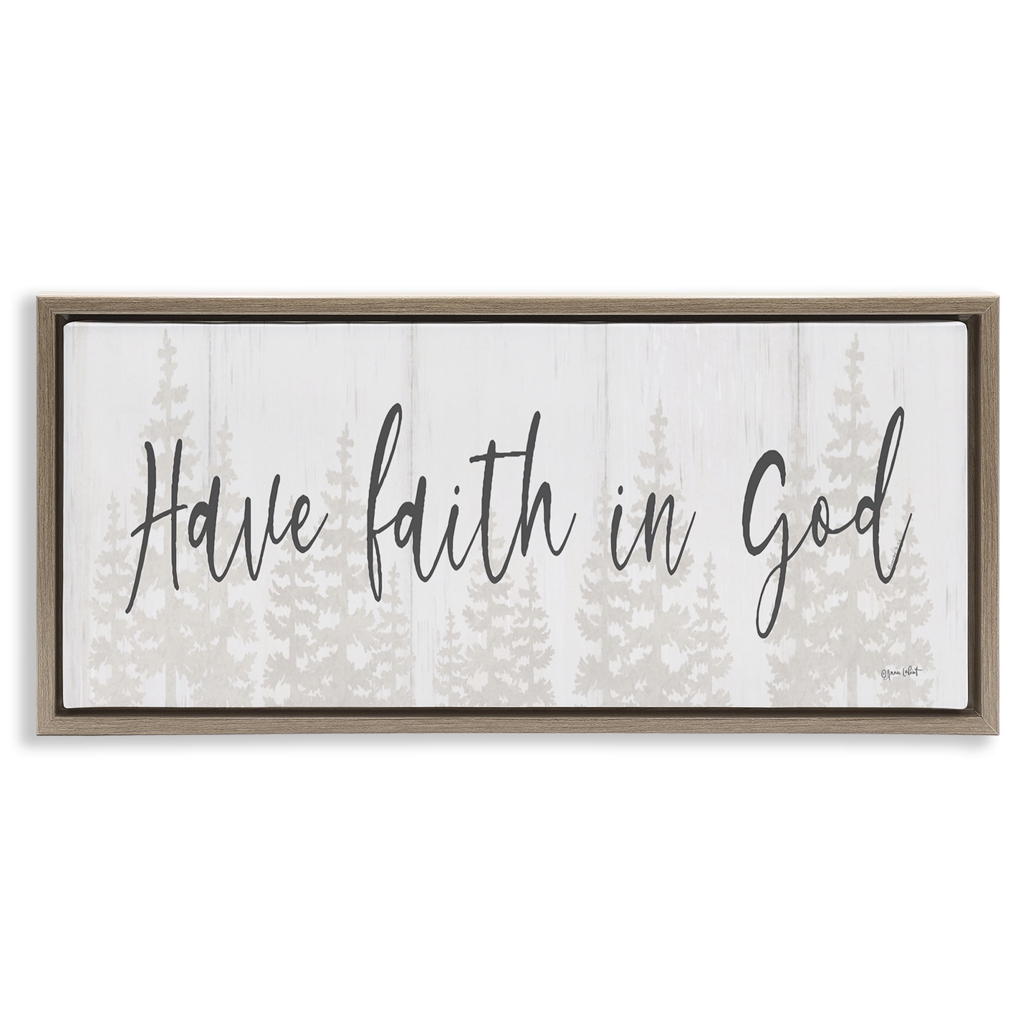 Stupell Industries Faith In God Phrase Religious Painting Brown Floater Framed Art Print Wall Art, 31 x 14