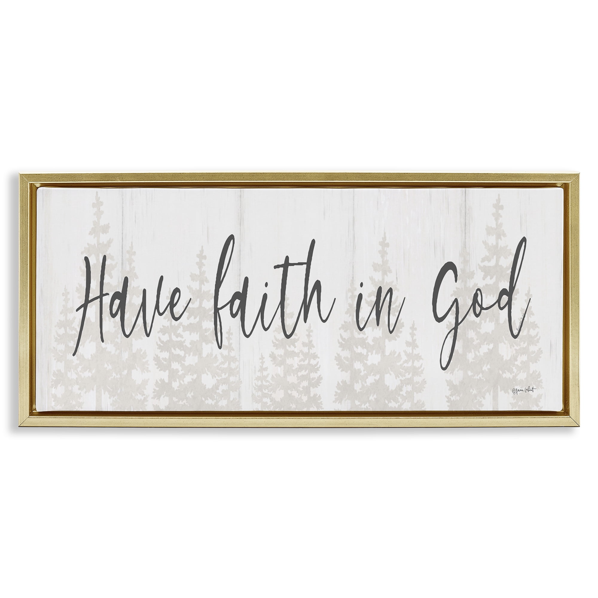 Stupell Industries Faith In God Phrase Religious Painting Gold Floater Framed Art Print Wall Art, 25 x 11