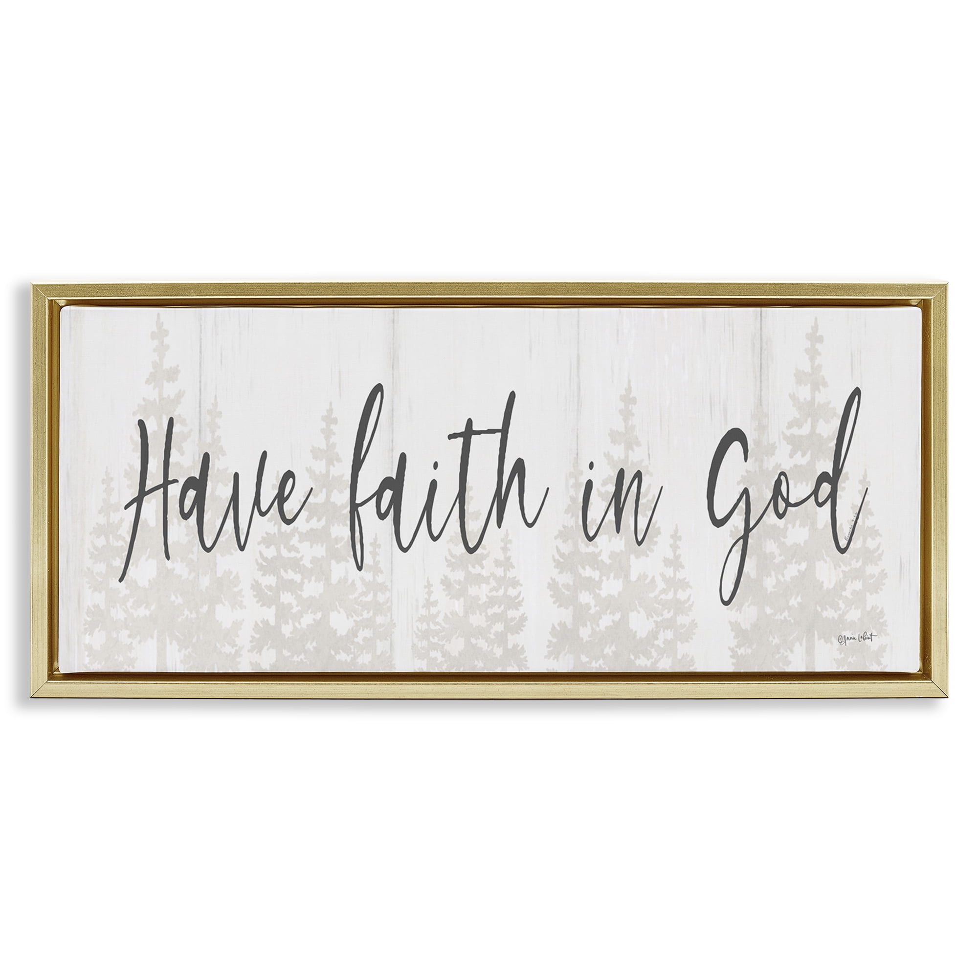 Stupell Industries Faith In God Phrase Religious Painting Gold Floater Framed Art Print Wall Art, 31 x 14