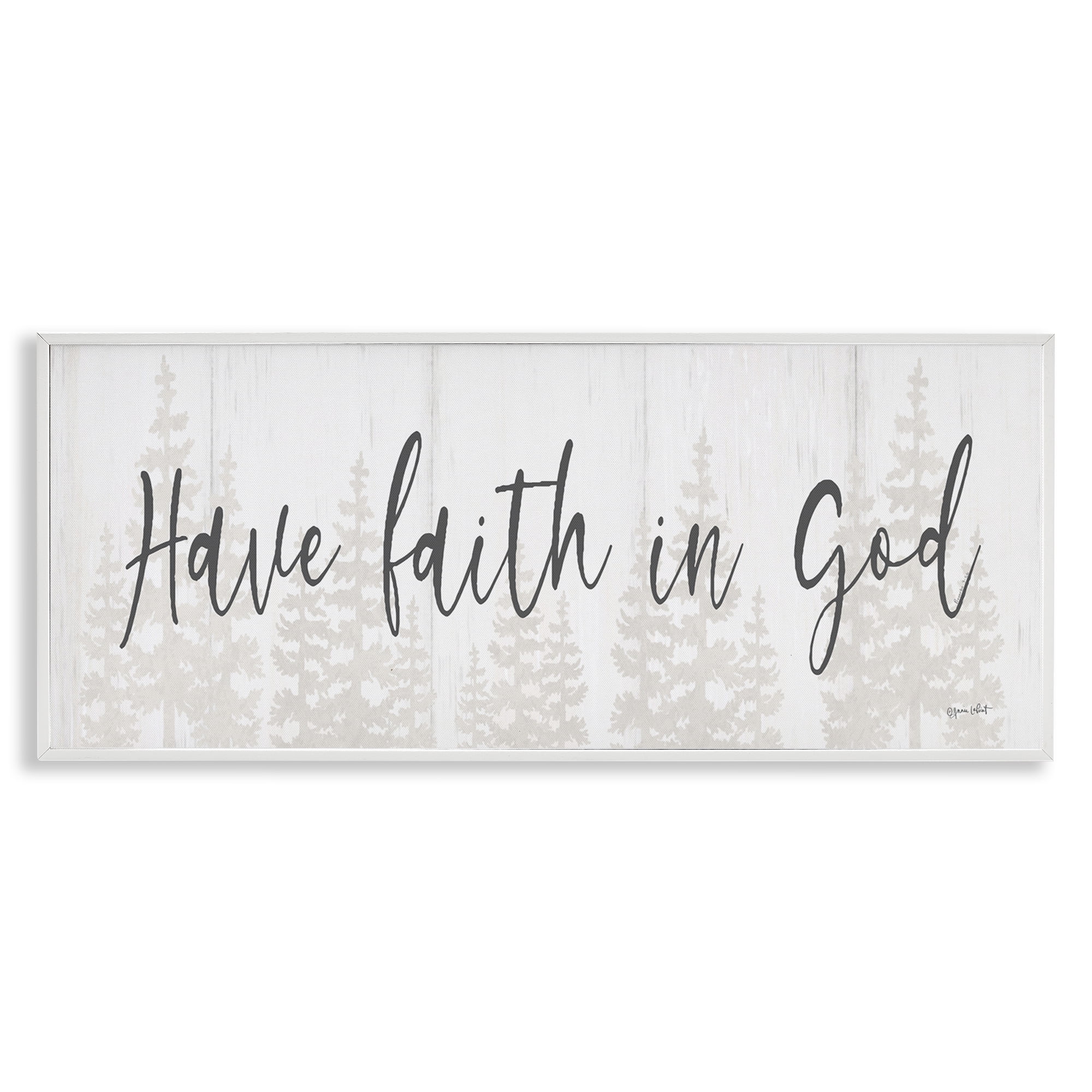 Stupell Industries Faith In God Phrase Religious Painting White Framed Art Print Wall Art, 24 x 10