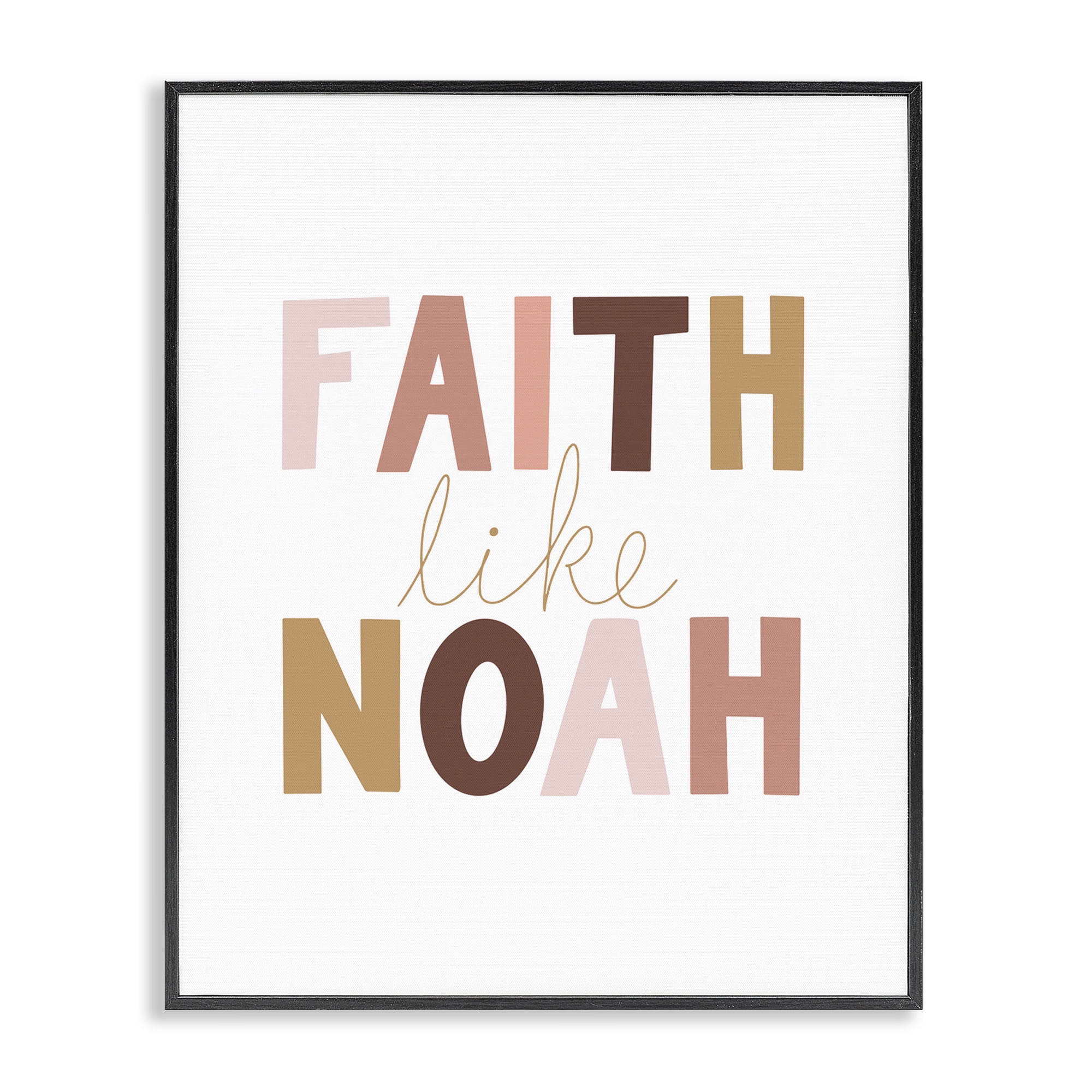 Stupell Industries Faith Like Noah Girl's Religious Painting Black Framed Art Print Wall Art, 24 x 30