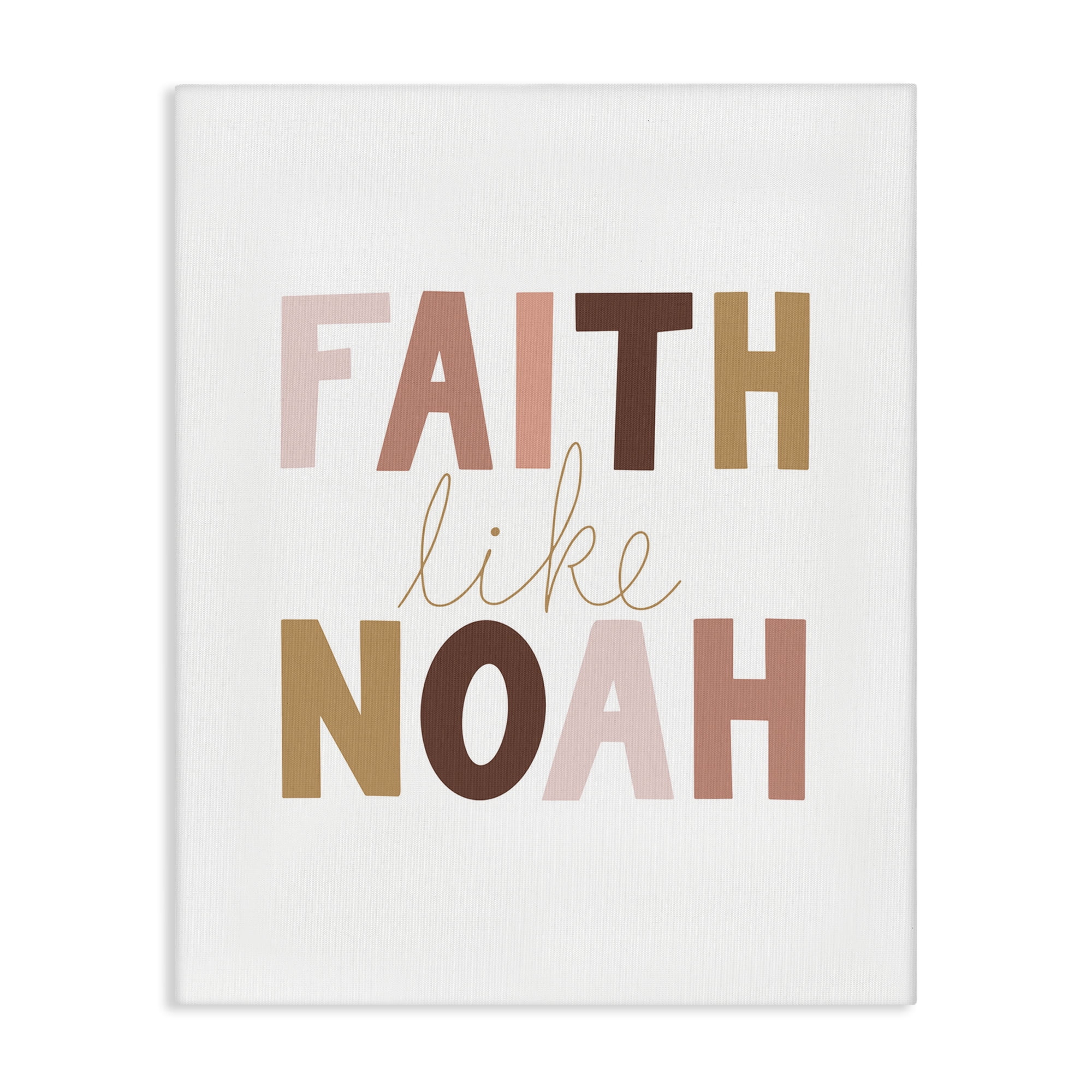 Stupell Industries Faith Like Noah Girl's Religious Painting Gallery Wrapped Canvas Art Print Wall Art, 36 x 48