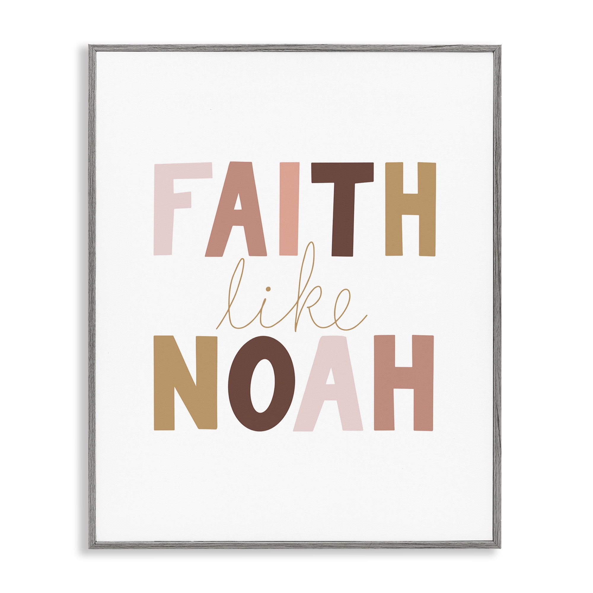 Stupell Industries Faith Like Noah Girl's Religious Painting Gray Framed Art Print Wall Art, 24 x 30