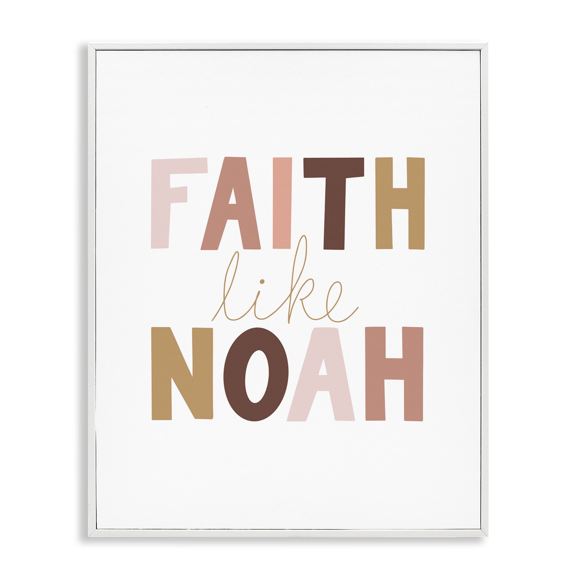 Stupell Industries Faith Like Noah Girl's Religious Painting White Framed Art Print Wall Art, 11 x 14