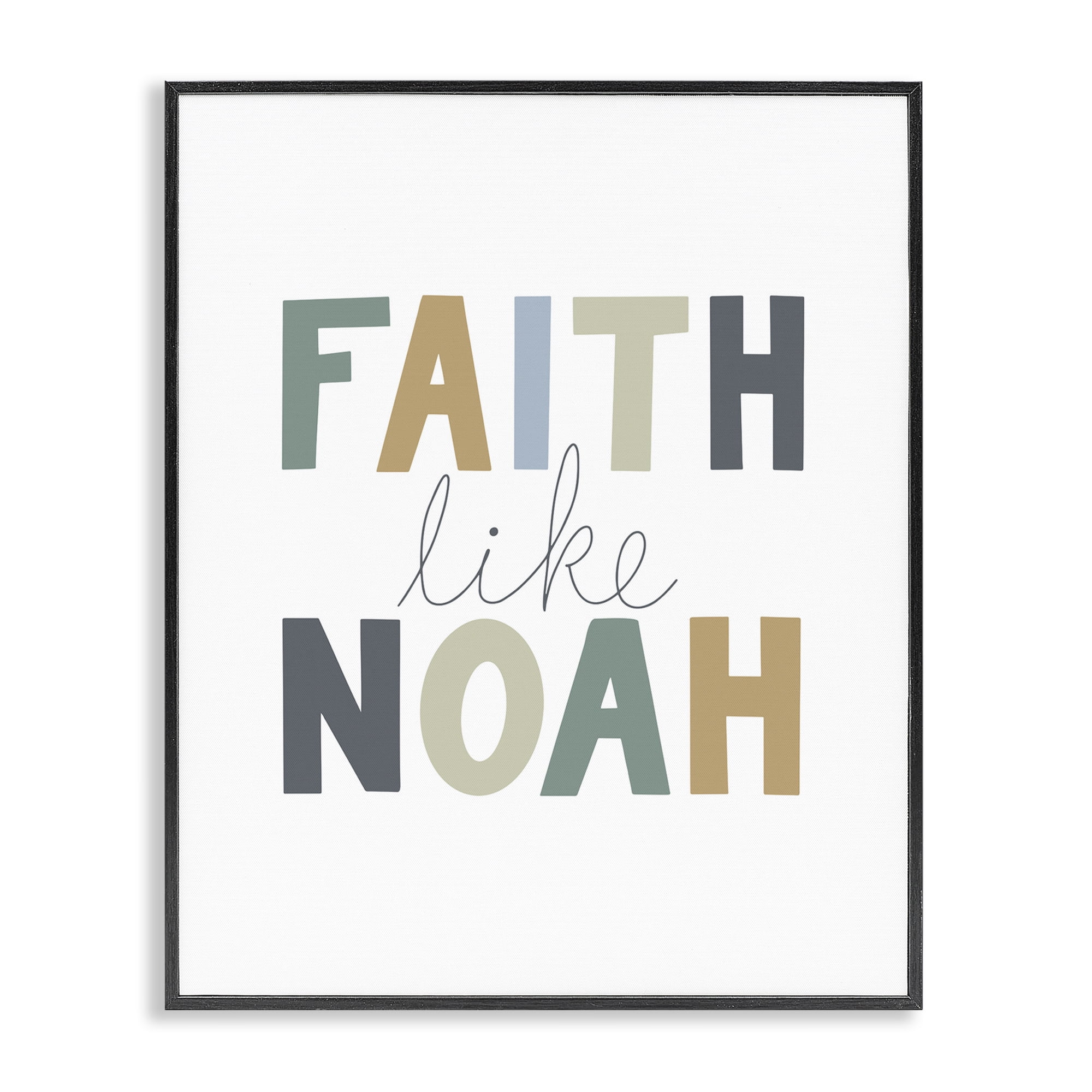 Stupell Industries Faith Like Noah Religious Painting Black Framed Art Print Wall Art, 16 x 20