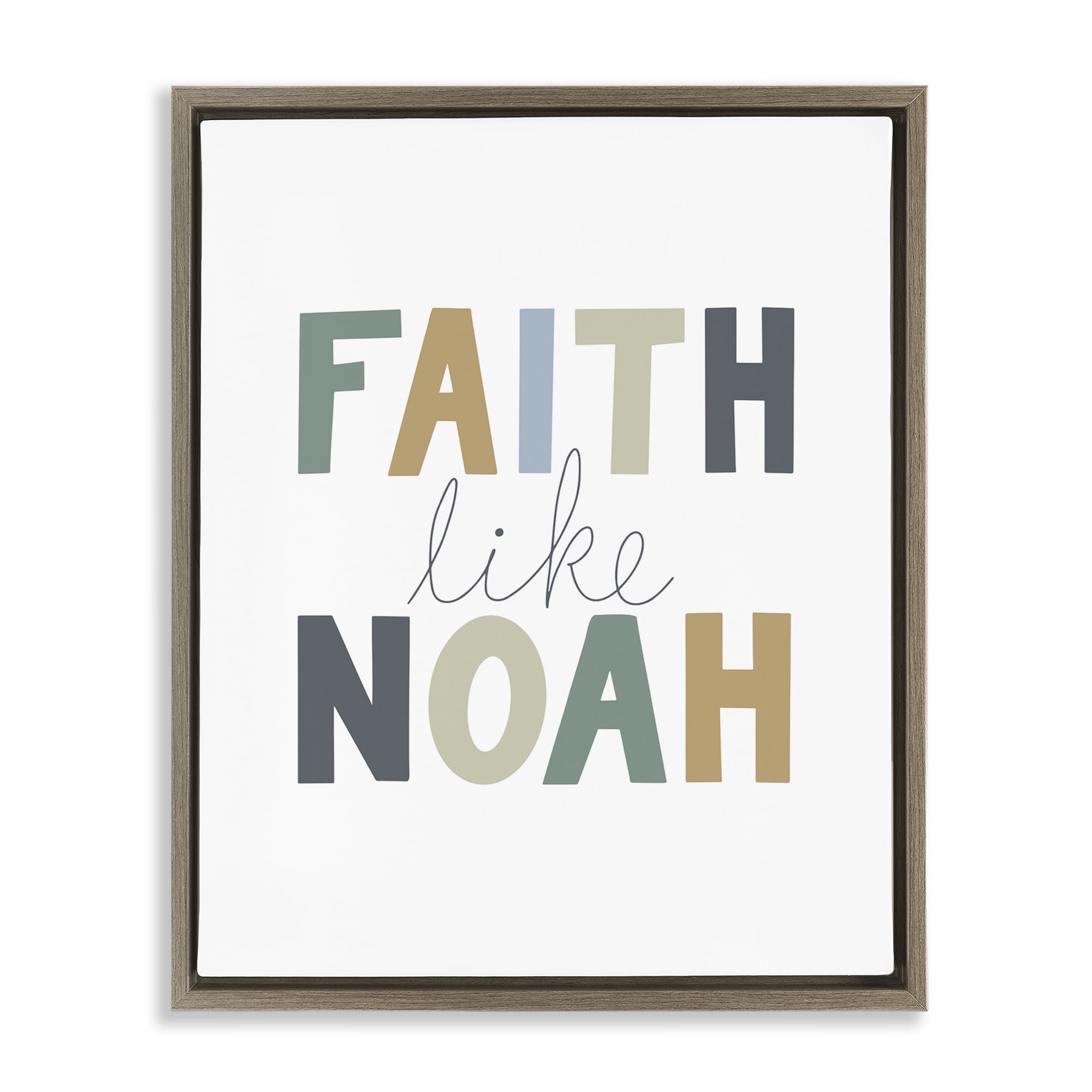 Stupell Industries Faith Like Noah Religious Painting Brown Floater Framed Art Print Wall Art, 17 x 21