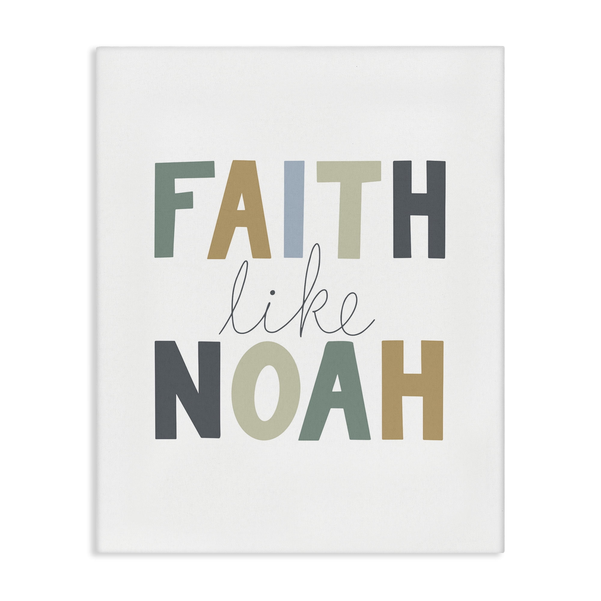 Stupell Industries Faith Like Noah Religious Painting Gallery Wrapped Canvas Art Print Wall Art, 16 x 20