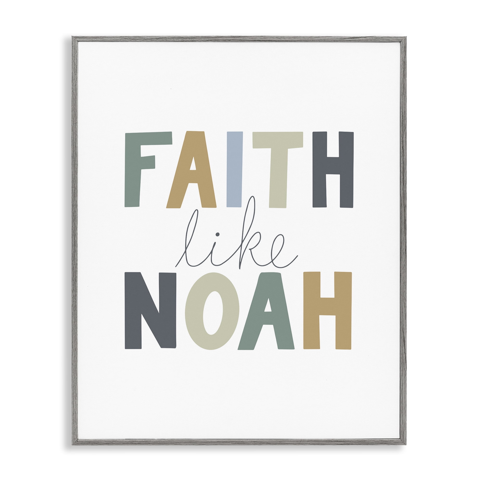 Stupell Industries Faith Like Noah Religious Painting Gray Framed Art Print Wall Art, 11 x 14