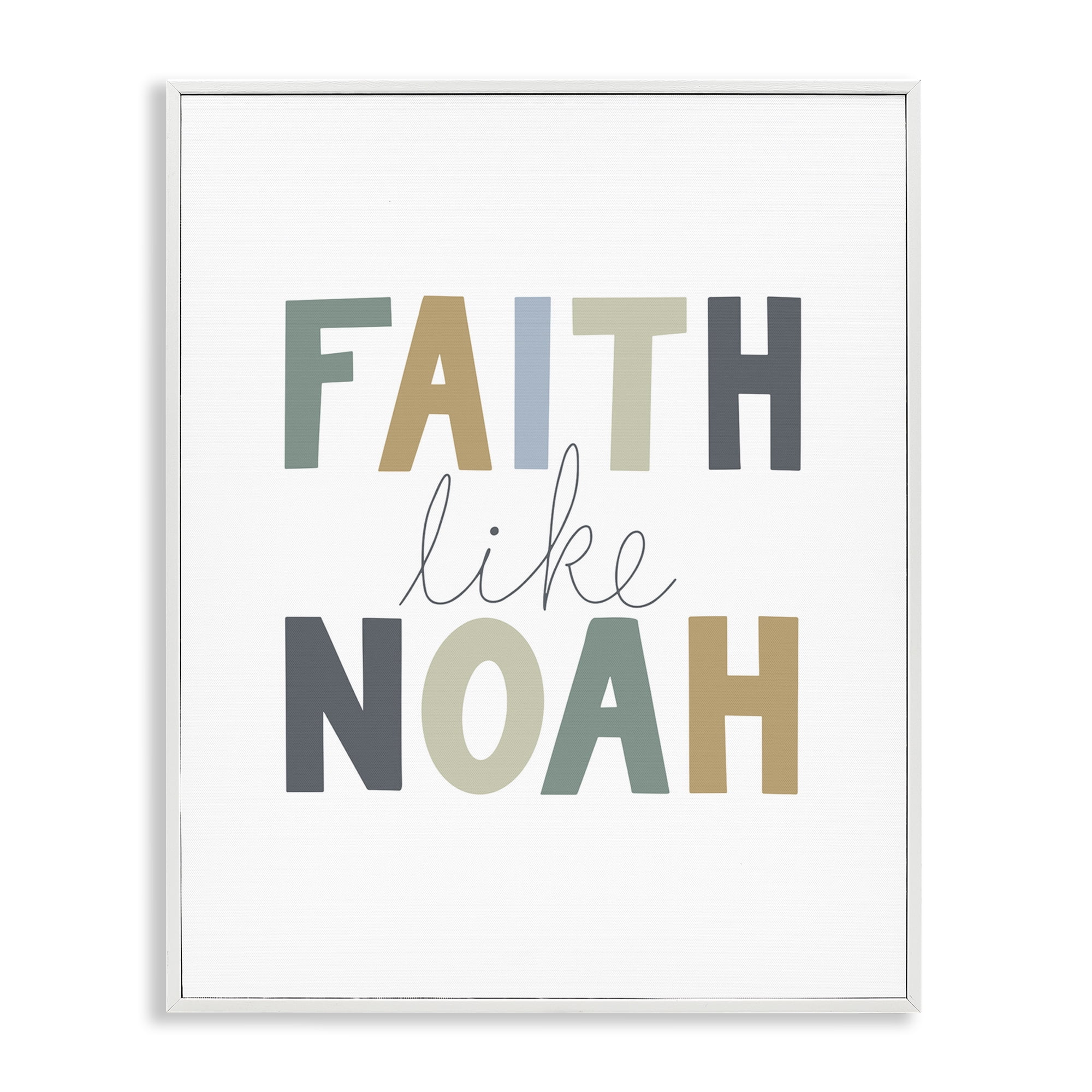Stupell Industries Faith Like Noah Religious Painting White Framed Art Print Wall Art, 11 x 14