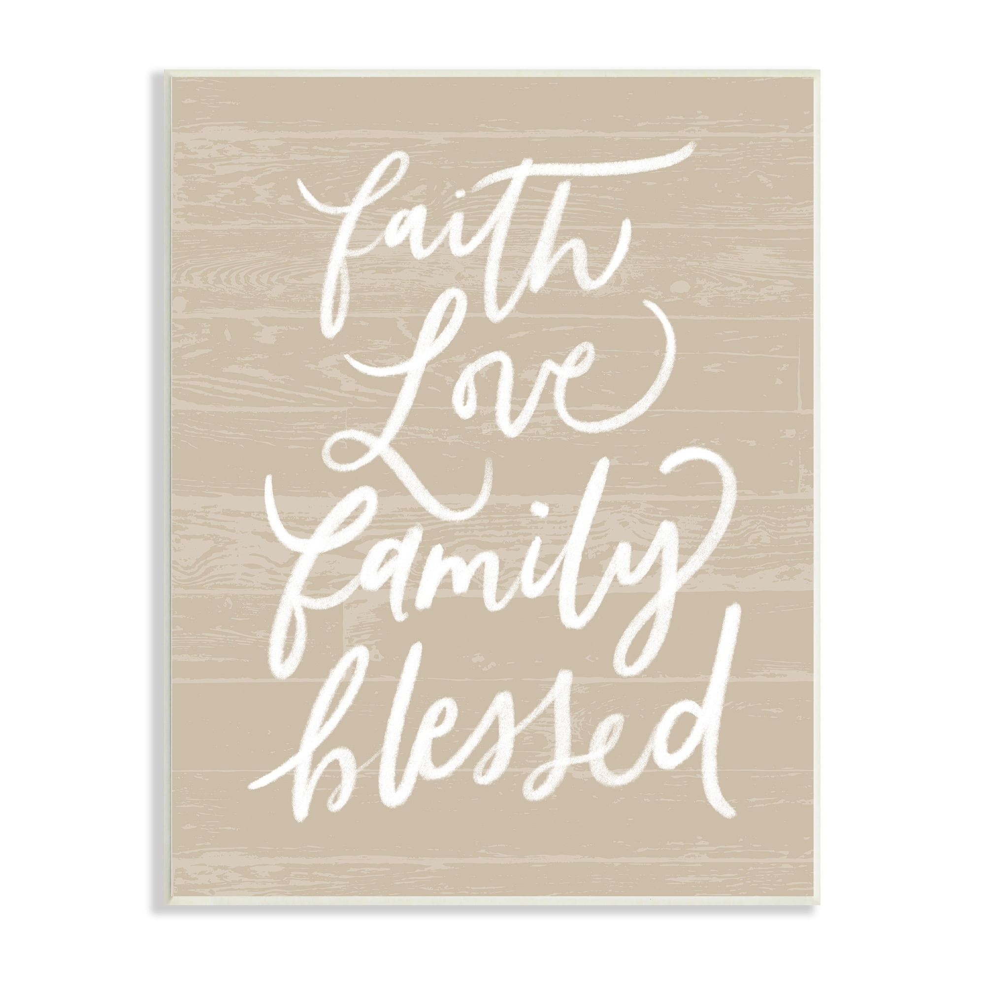 Stupell Industries Faith Love Family Blessed Calligraphy Textured Surface,10 x 15, Design by Doodles.Ink.