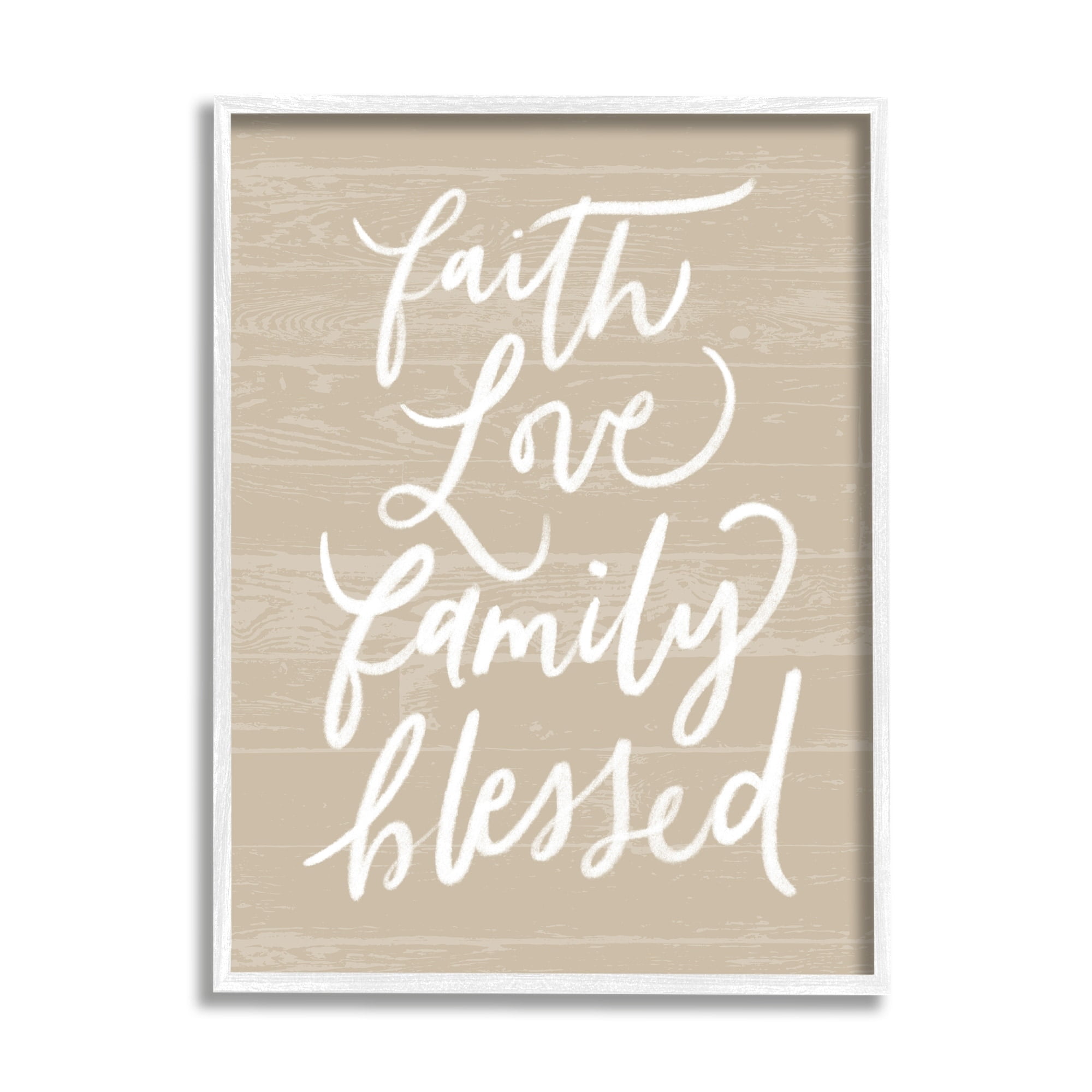 Stupell Industries Faith Love Family Blessed Calligraphy Textured Surface,16 x 20, Design by Doodles.Ink.