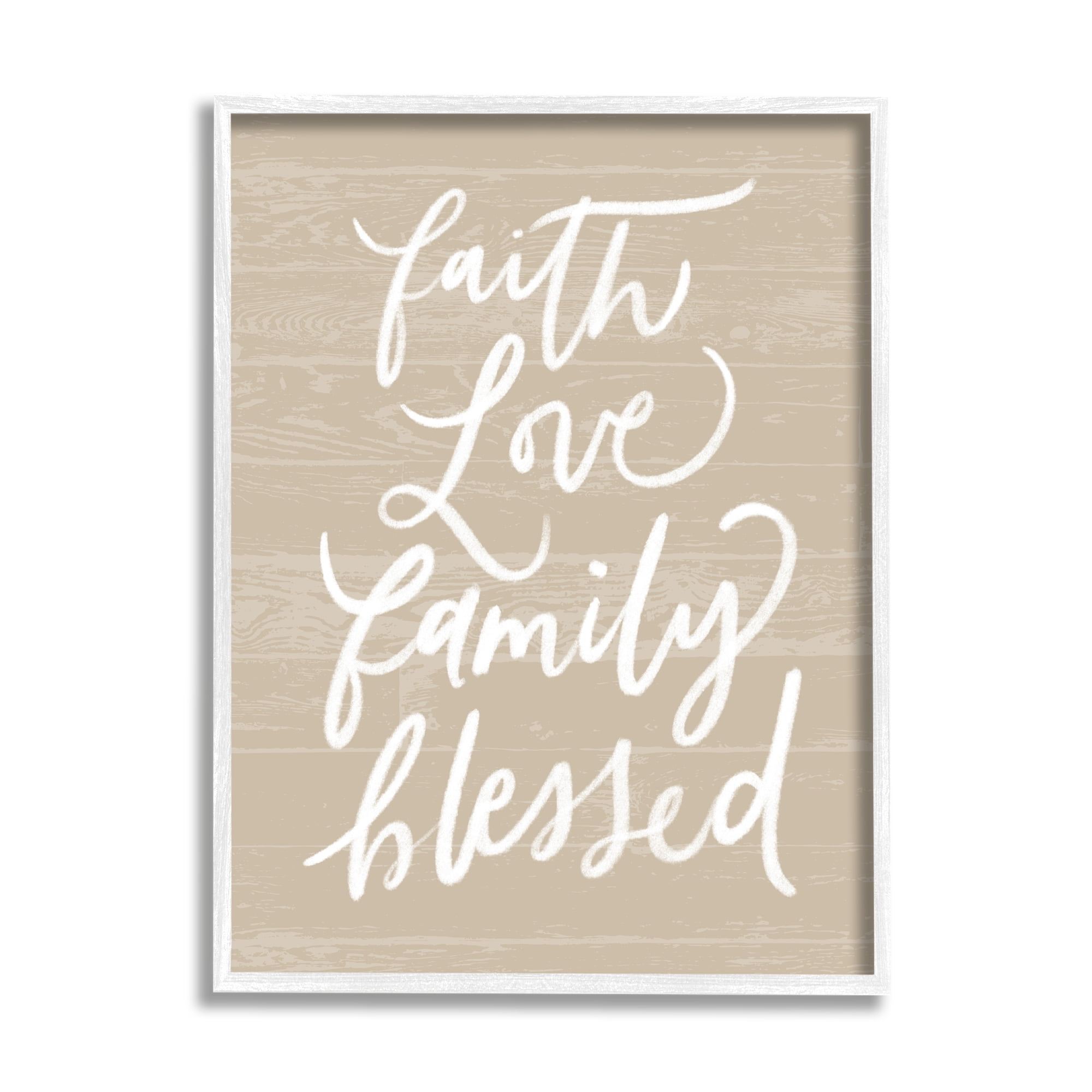 Stupell Industries Faith Love Family Blessed Calligraphy Textured Surface,24 x 30, Design by Doodles.Ink.