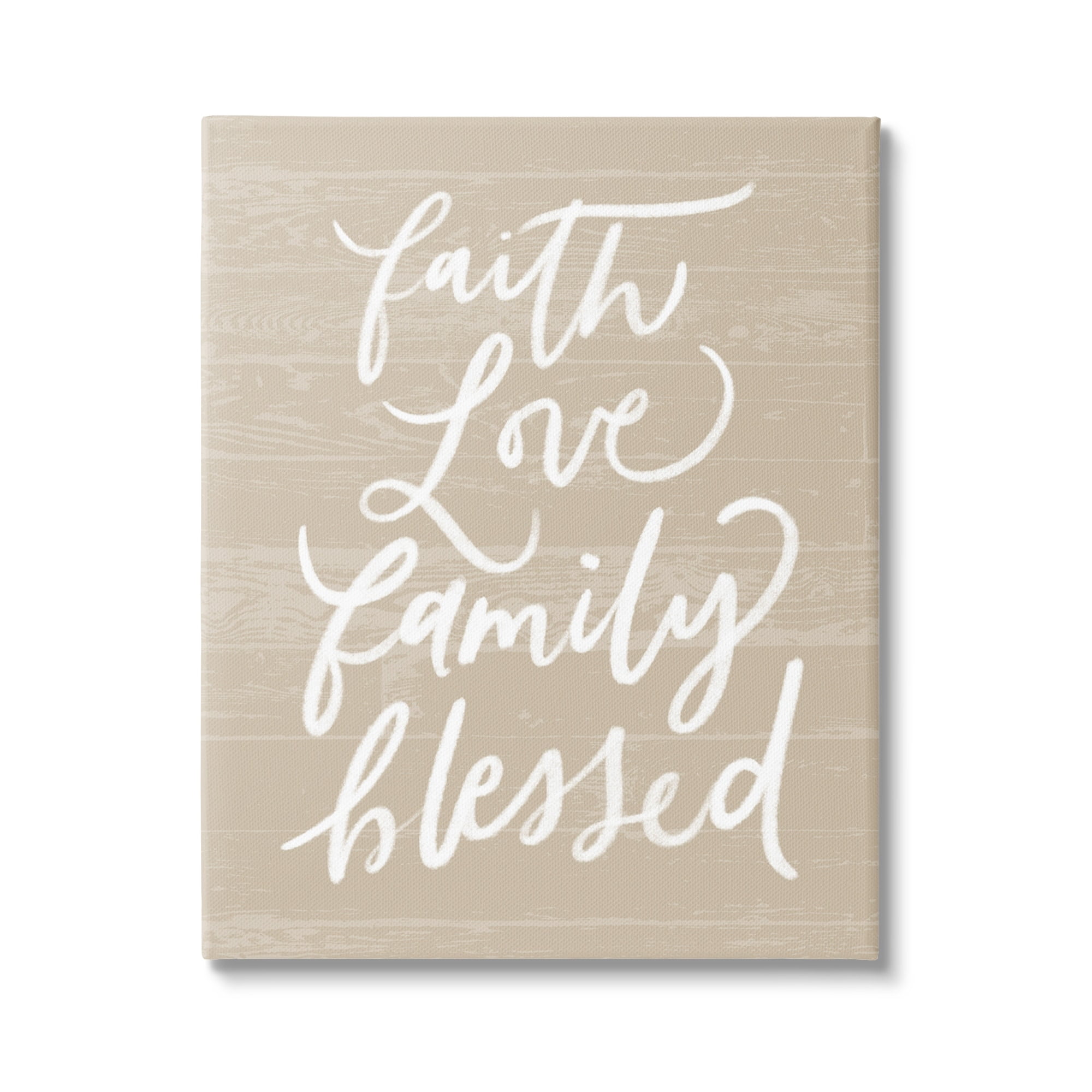 Stupell Industries Faith Love Family Blessed Calligraphy Textured Surface,36 x 48, Design by Doodles.Ink.