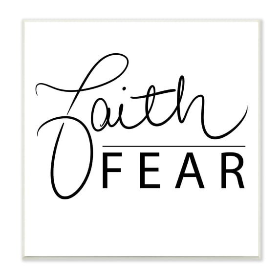Stupell Industries Faith Over Fear Motto Minimal Clean Typography, 12 x 12, Designed by SD Graphics Studio