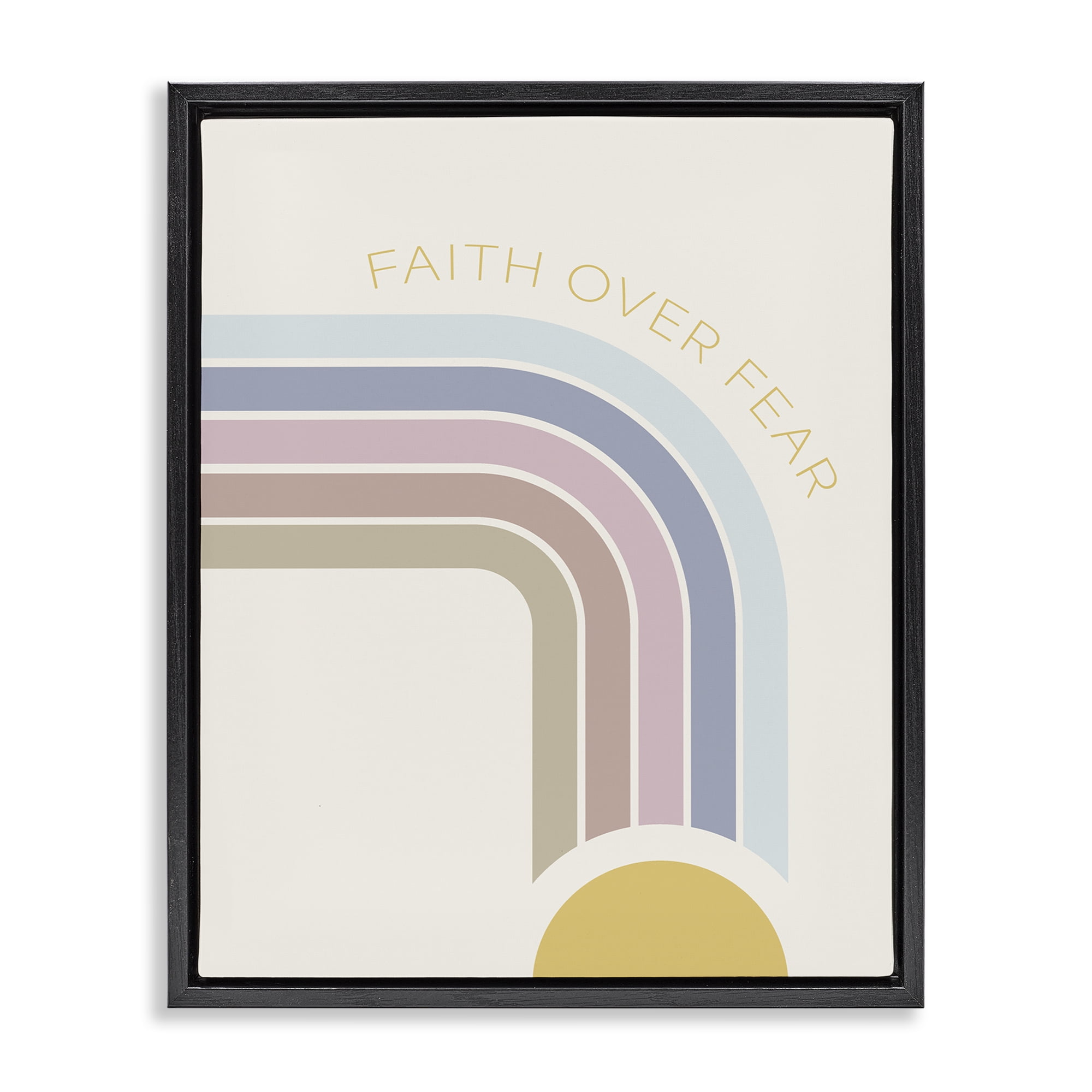 Stupell Industries Faith Over Fear Rainbow Black Framed Floater Canvas Wall Art, design by SD Graphics Studio