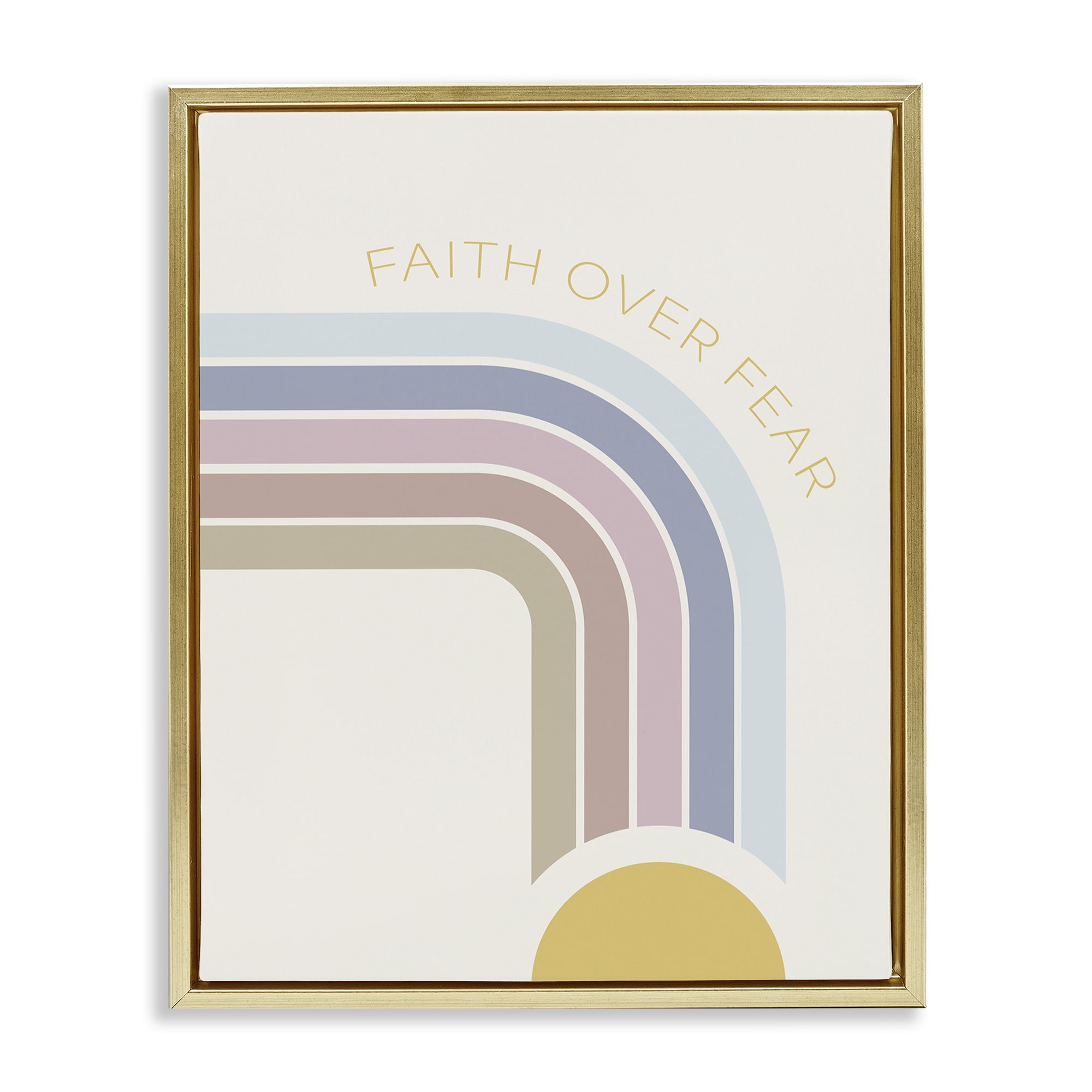 Stupell Industries Faith Over Fear Rainbow Gold Framed Floater Canvas Wall Art, design by SD Graphics Studio