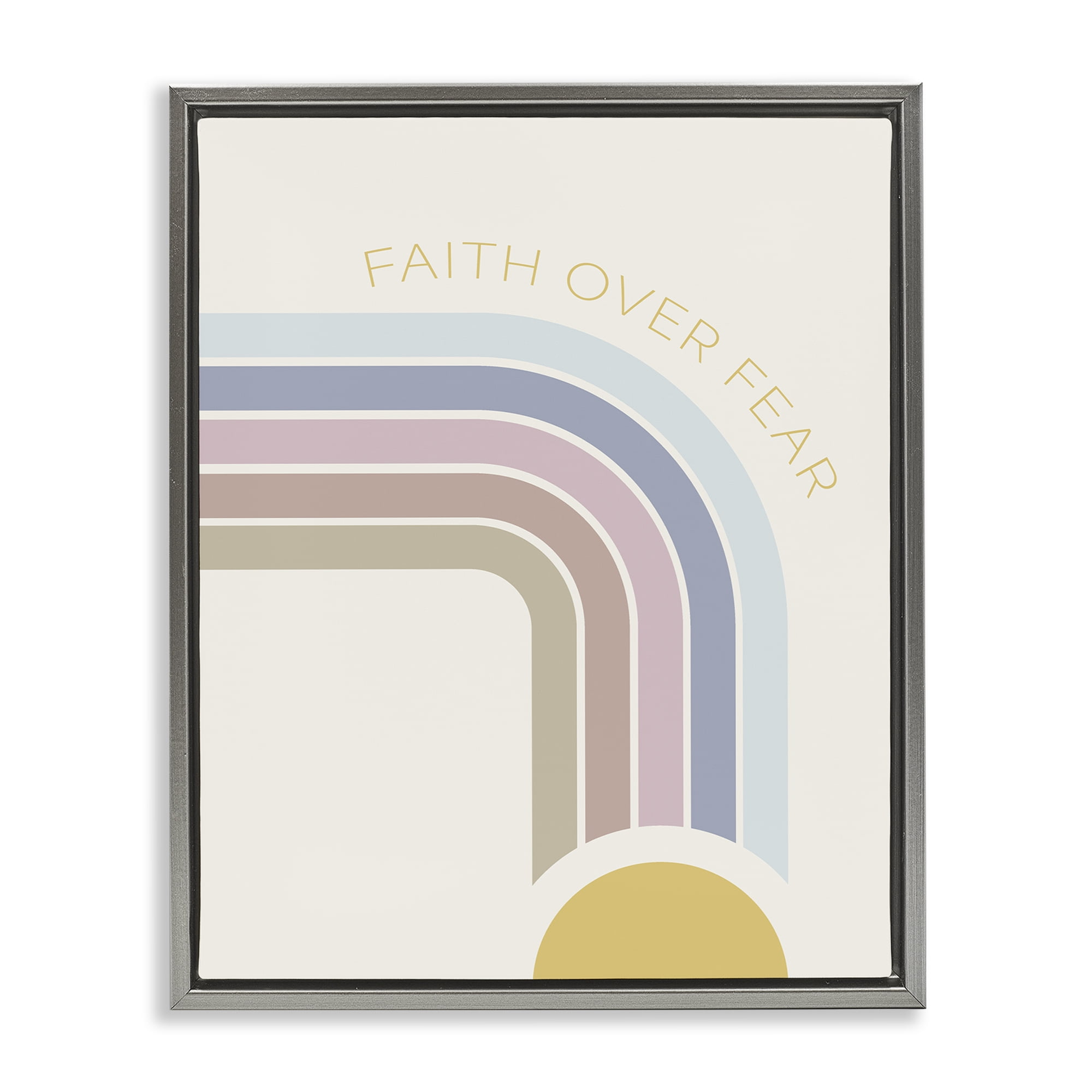 Stupell Industries Faith Over Fear Rainbow Gray Framed Floater Canvas Wall Art, design by SD Graphics Studio