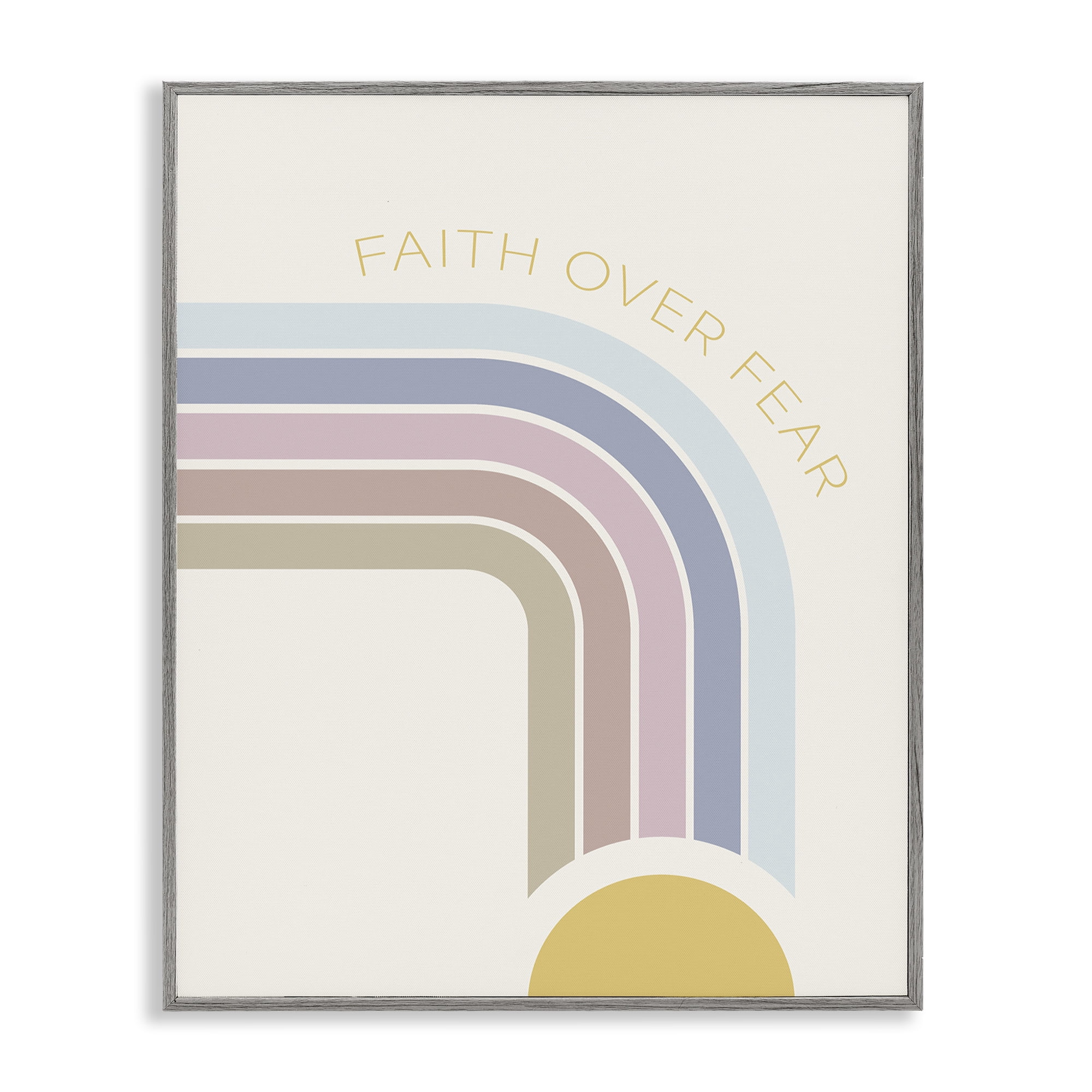 Stupell Industries Faith Over Fear Rainbow Gray Framed Giclee Art, design by SD Graphics Studio