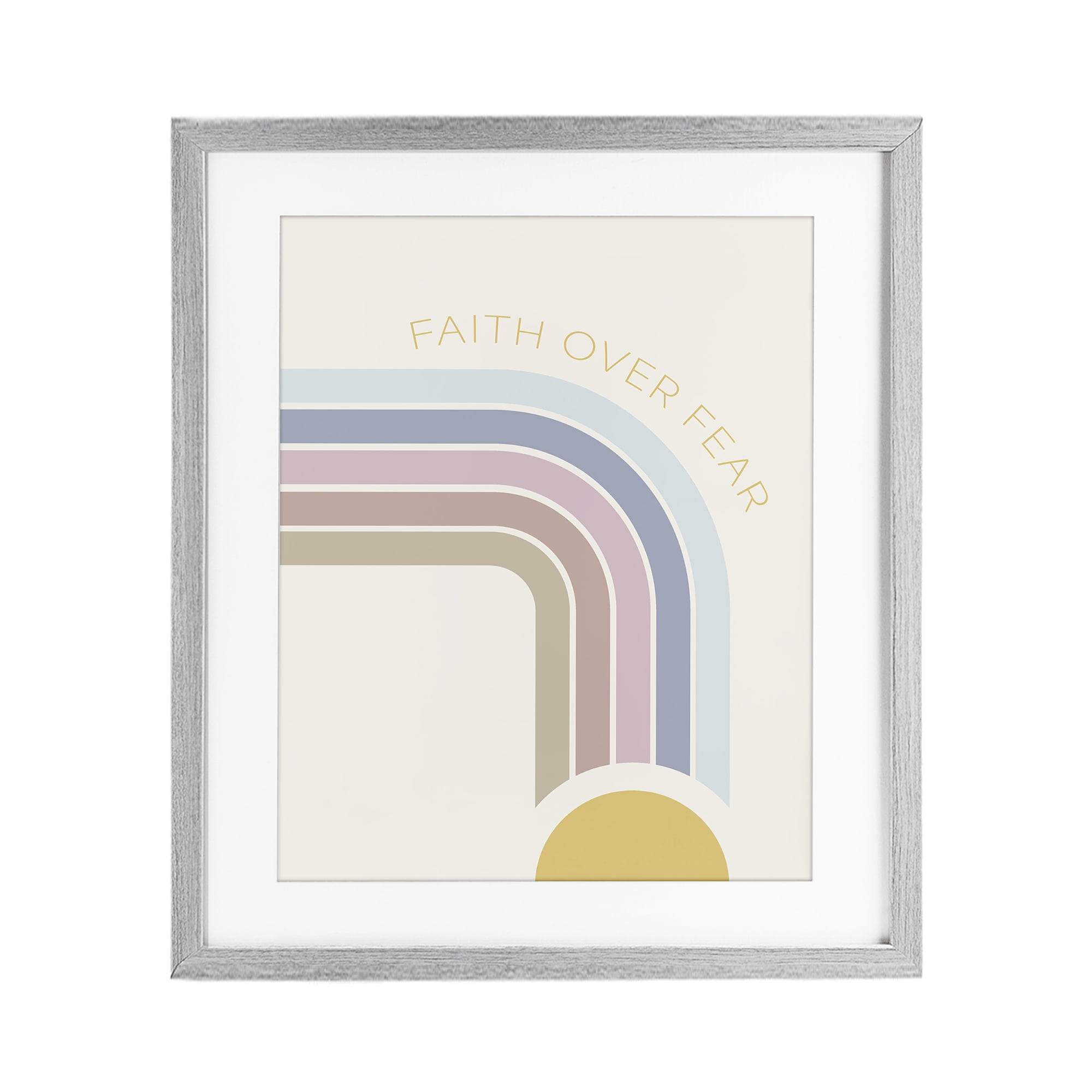 Stupell Industries Faith Over Fear Rainbow Gray Framed Print Under Glass, design by SD Graphics Studio