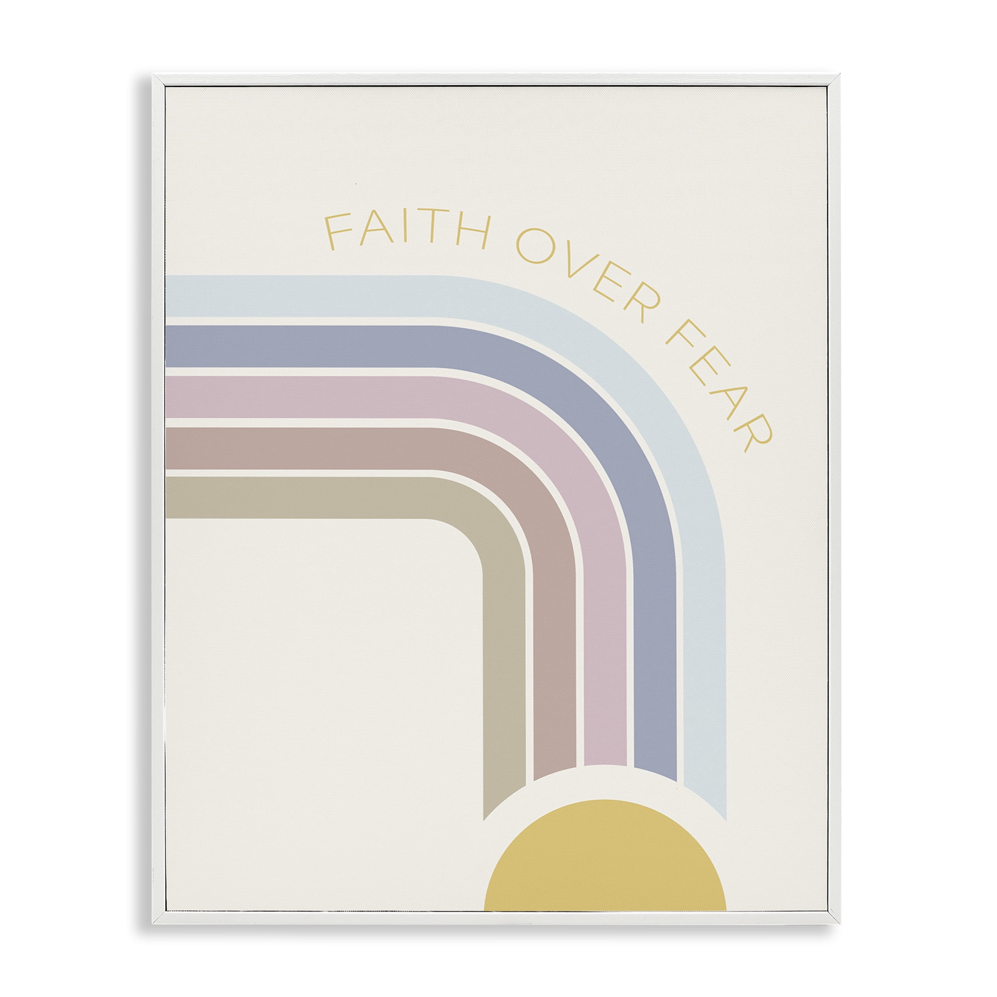 Stupell Industries Faith Over Fear Rainbow White Framed Giclee Art, design by SD Graphics Studio