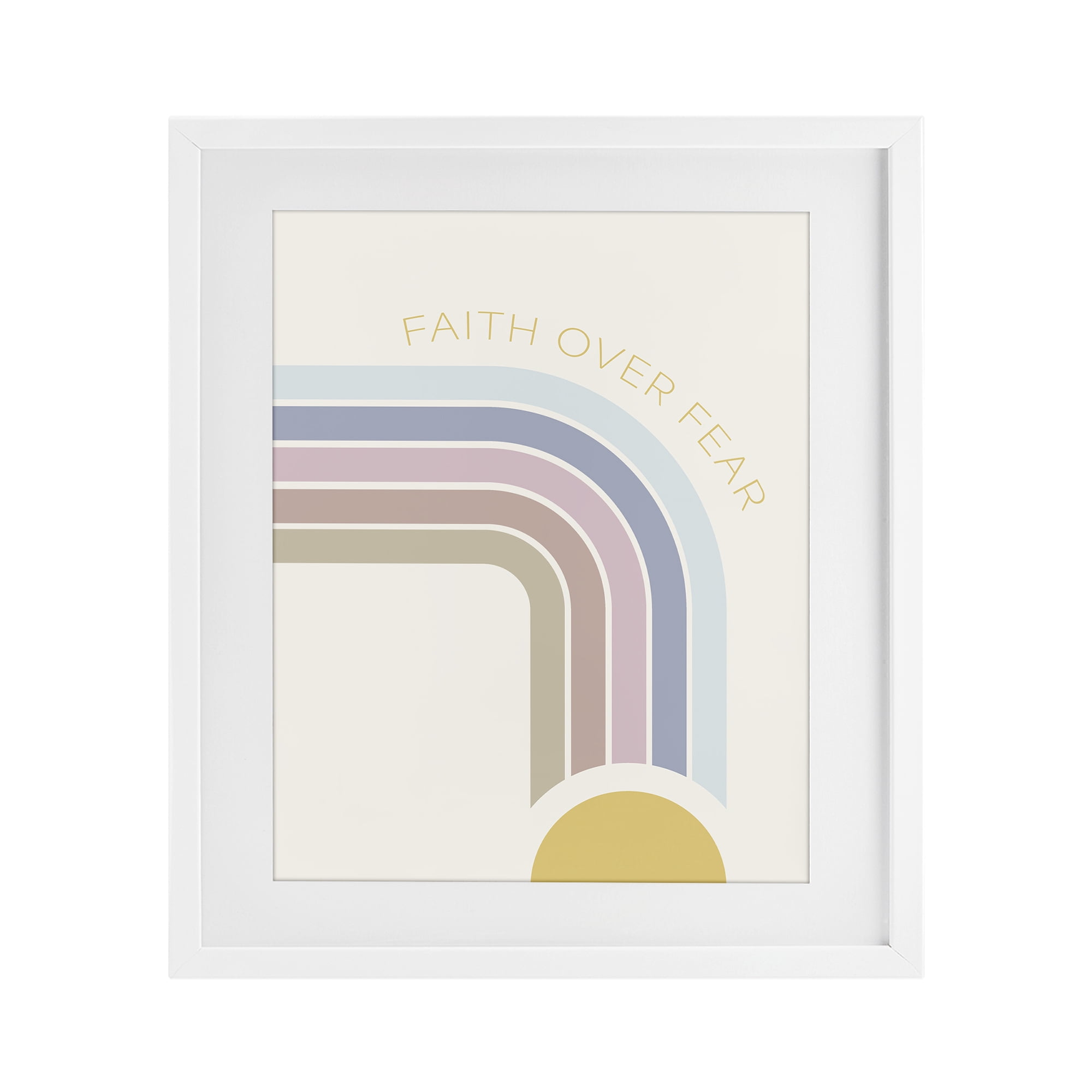 Stupell Industries Faith Over Fear Rainbow White Framed Print Under Glass, design by SD Graphics Studio