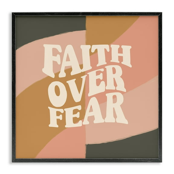 Stupell Industries Faith Over Fear Religious & Spiritual Painting Black Framed Art Print Wall Art, 12 x 12