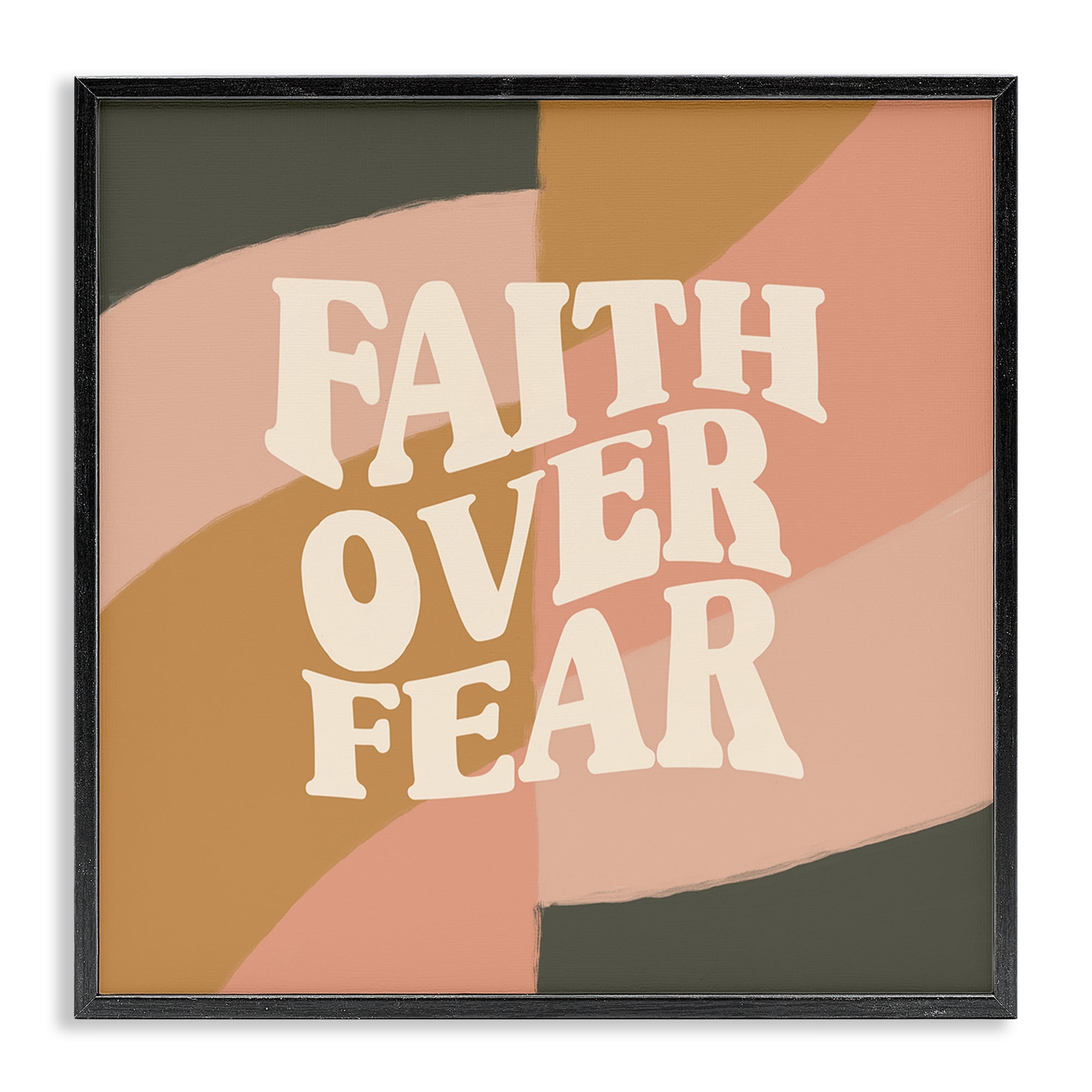 Stupell Industries Faith Over Fear Religious & Spiritual Painting Black Framed Art Print Wall Art, 24 x 24