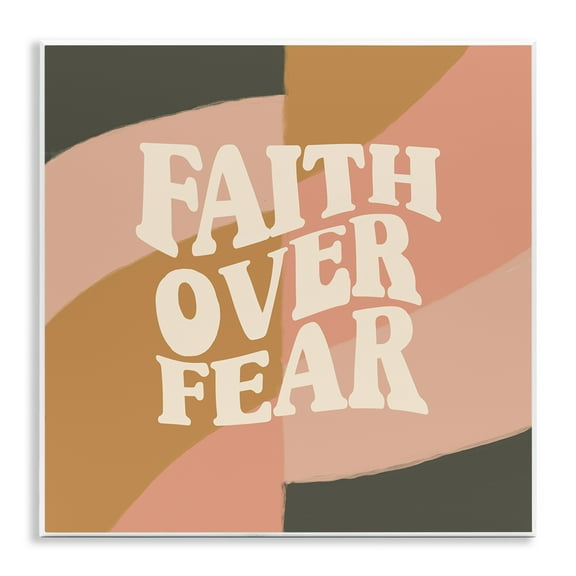 Stupell Industries Faith Over Fear Religious & Spiritual Painting Unframed Art Print Wall Art, 12 x 12