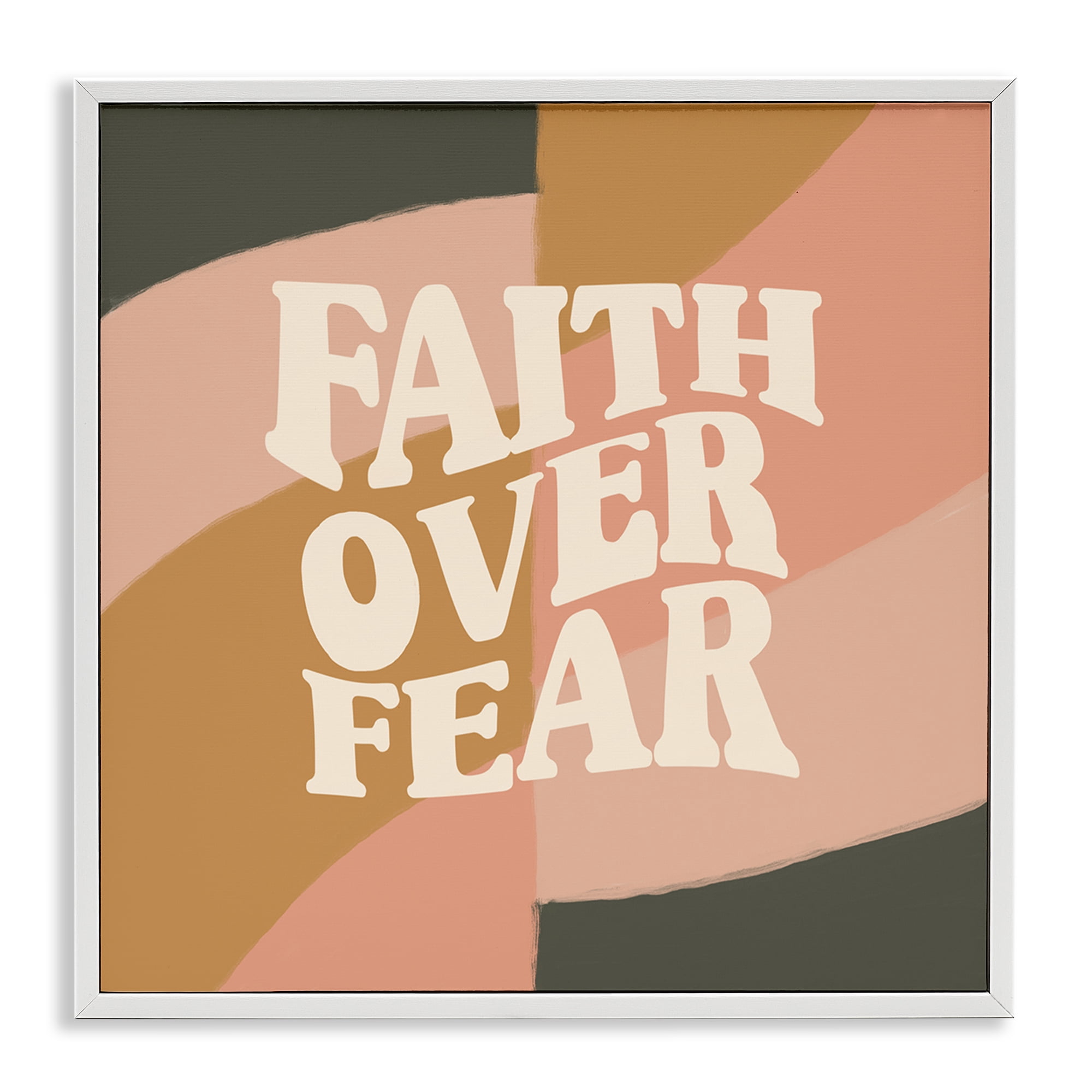 Stupell Industries Faith Over Fear Religious & Spiritual Painting White Framed Art Print Wall Art, 12 x 12