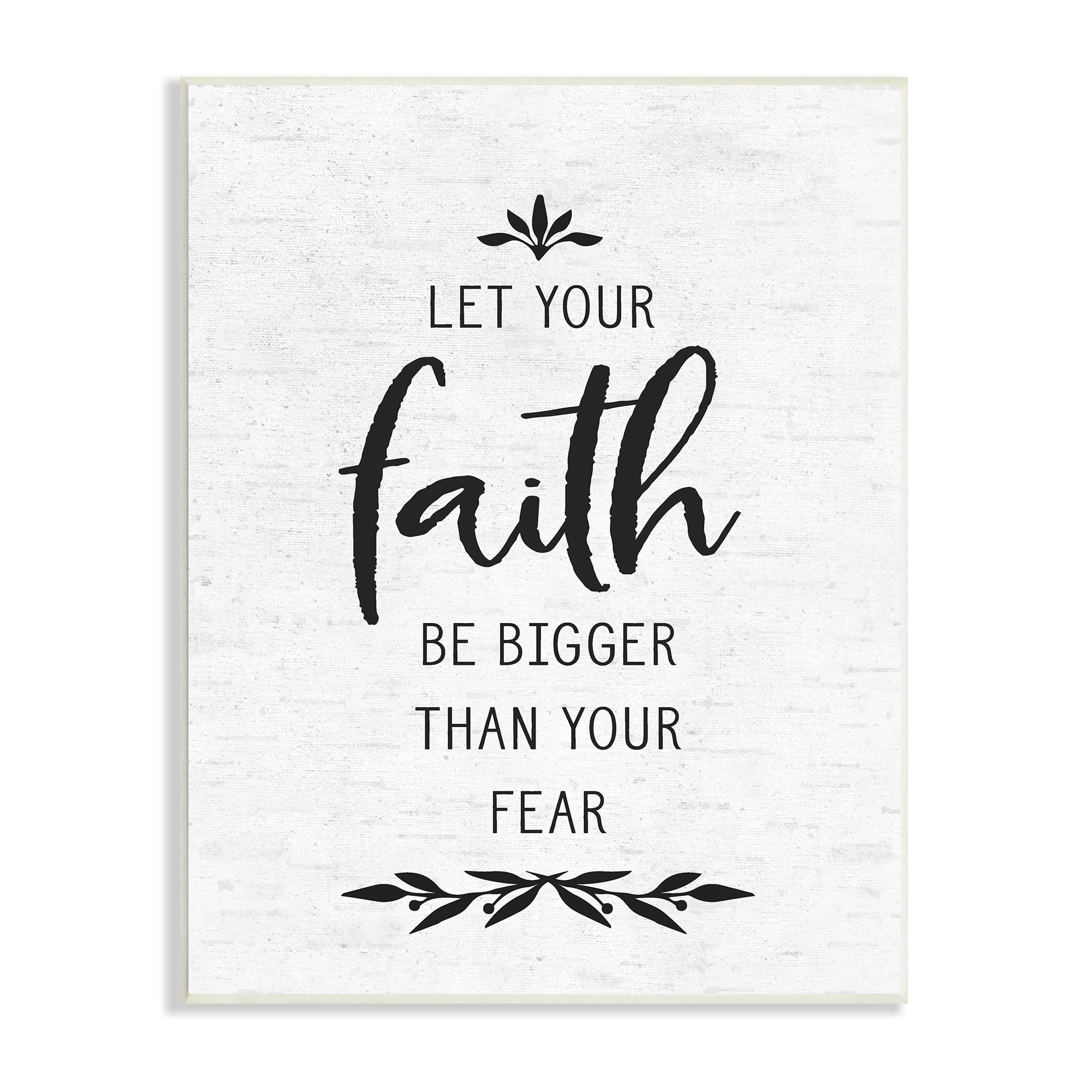 Stupell Industries Faith Over Fear Rustic Birch Pattern Botanical Motif Graphic Art Unframed Art Print Wall Art, Design by Lettered and Lined