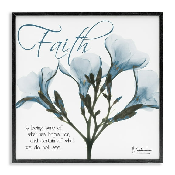 Stupell Industries Faith Quote Blue Nautical Flower Silhouette Black Framed by Albert Koetsier