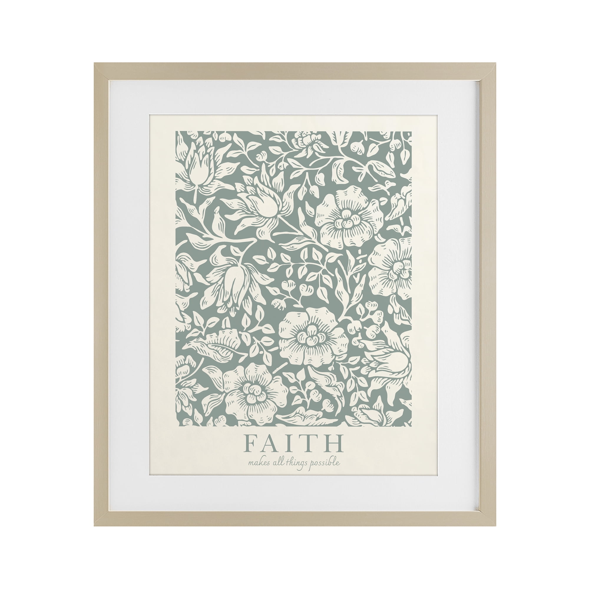 Stupell Industries Faith Quote with Floral Pattern Birch Framed Print Under Glass, design by Wild Apple Portfolio