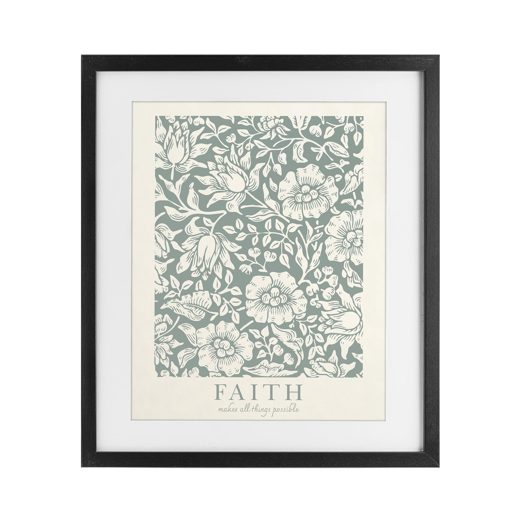 Stupell Industries Faith Quote with Floral Pattern Black Framed Print Under Glass, design by Wild Apple Portfolio