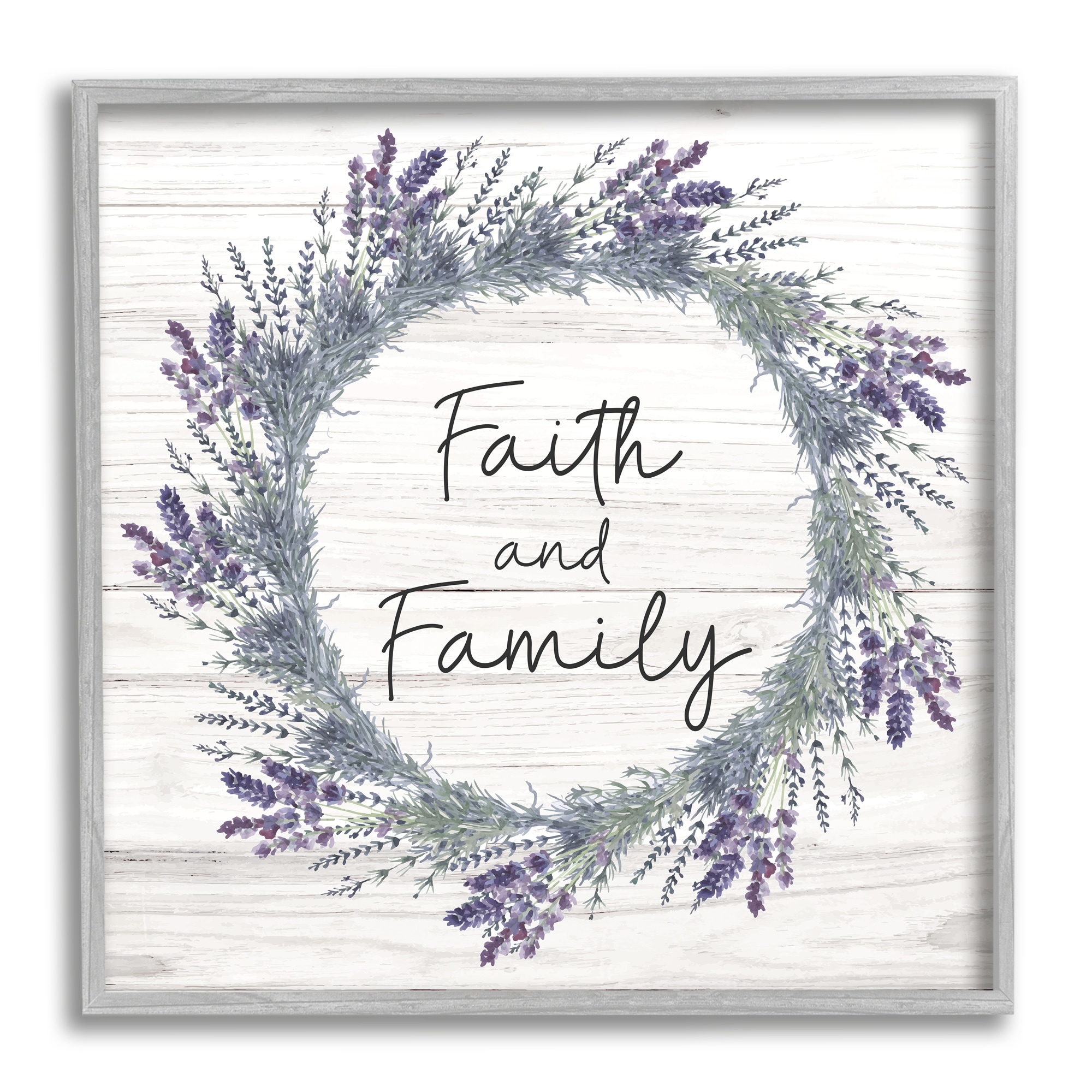 Stupell Industries Faith and Family Sign Blue Hyacinth Florals Wild  Thistle, 24 x 24, Design by ND Art, image size:2000x2000