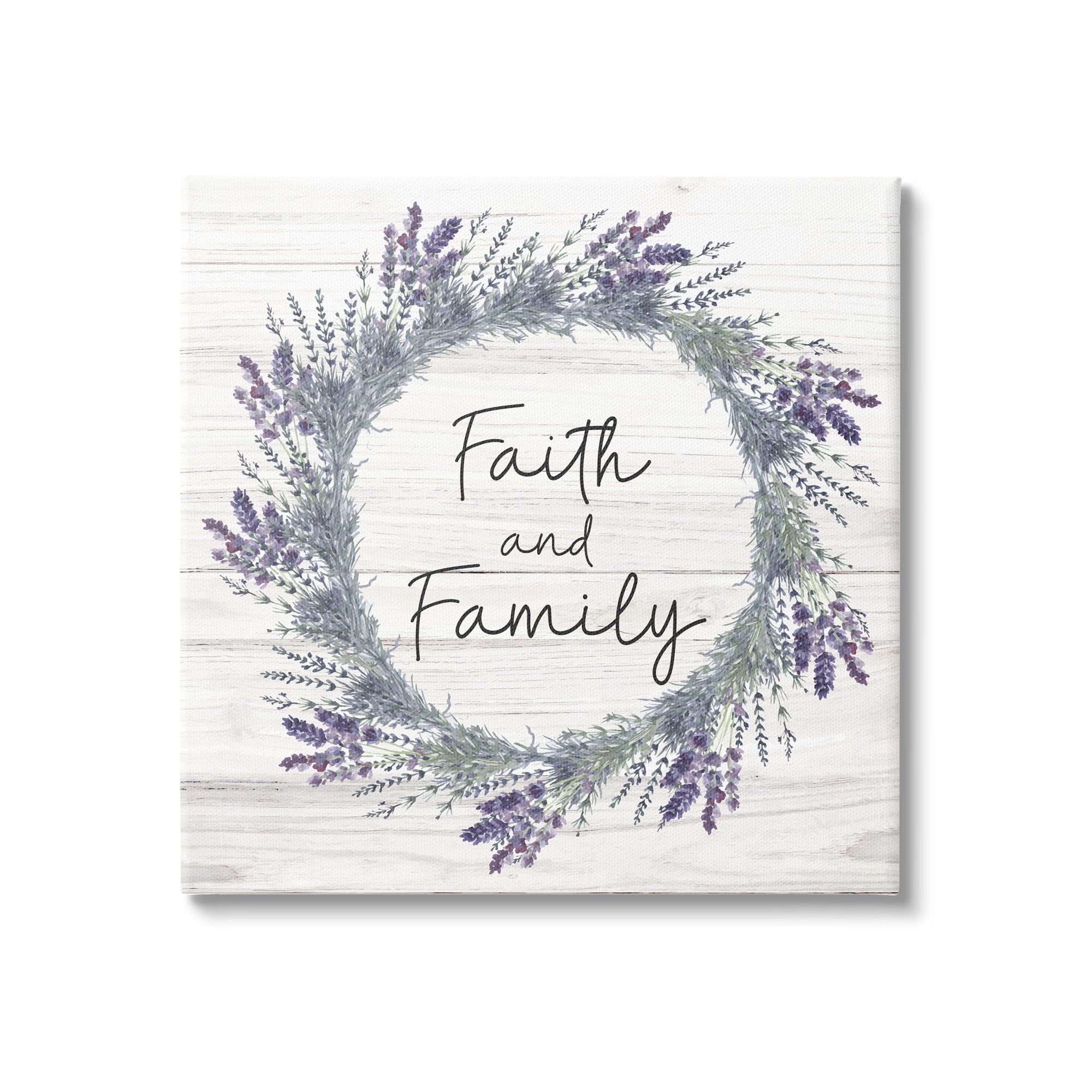 Stupell Industries Faith and Family Sign Blue Hyacinth Florals Wild Thistle Graphic Art Gallery-Wrapped Canvas Print Wall Art, 24x24, by ND Art