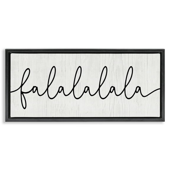 Stupell Industries Falalalala Minimal Holiday Phrase Holiday Painting Black Floater Framed Canvas Art Print Wall Art, 25 x 11