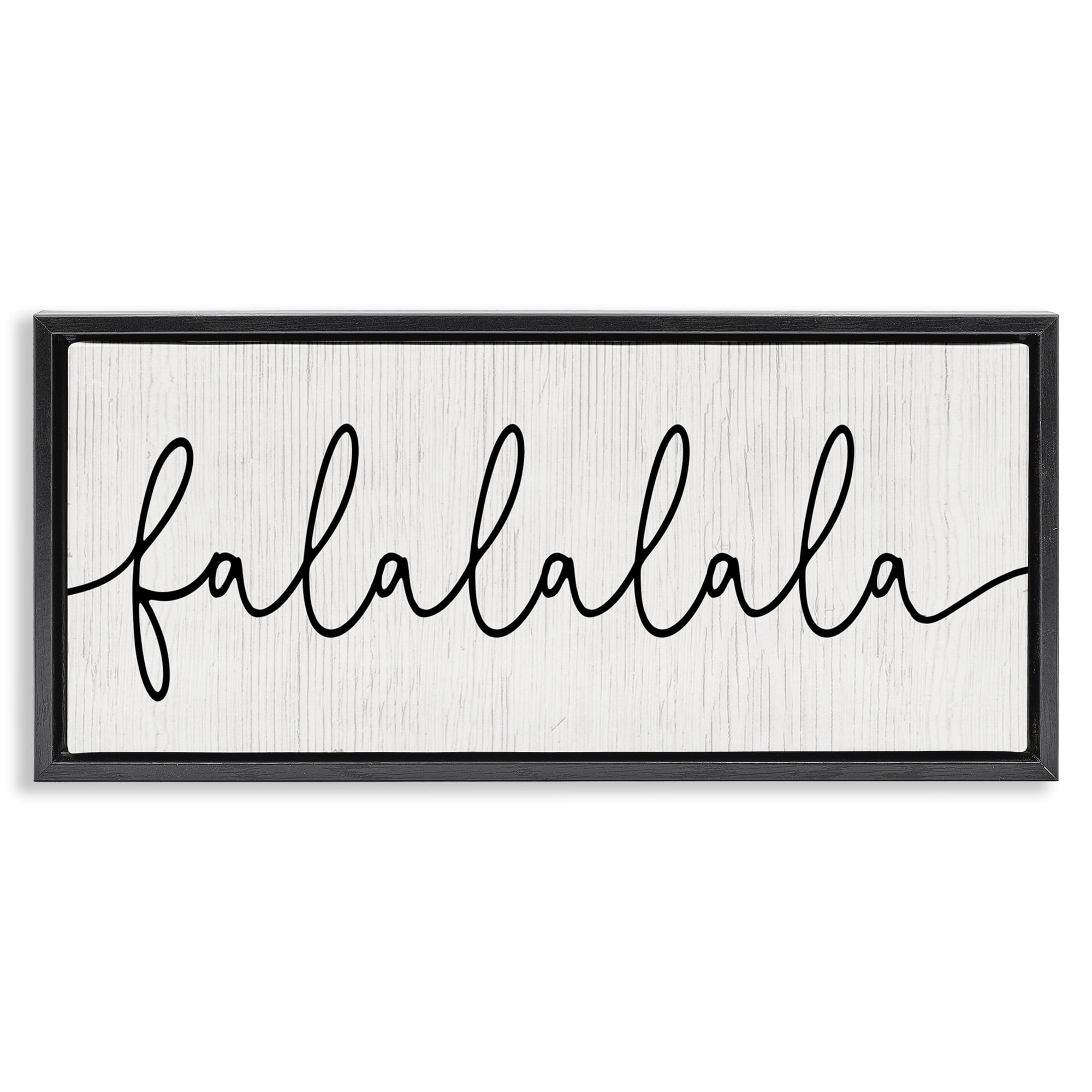 Stupell Industries Falalalala Minimal Holiday Phrase Holiday Painting Black Floater Framed Canvas Art Print Wall Art, 31 x 14