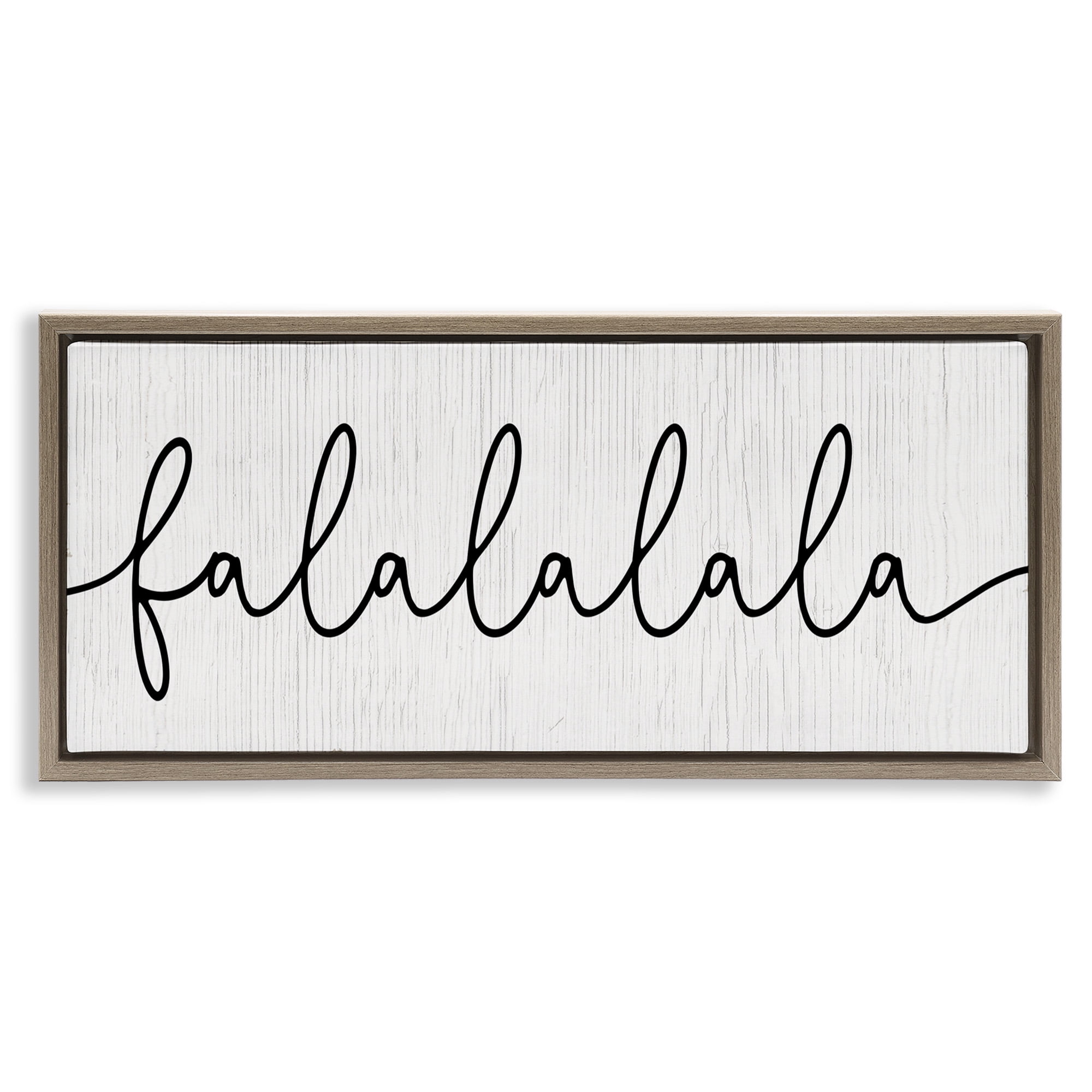 Stupell Industries Falalalala Minimal Holiday Phrase Holiday Painting Brown Floater Framed Canvas Art Print Wall Art, 31 x 14