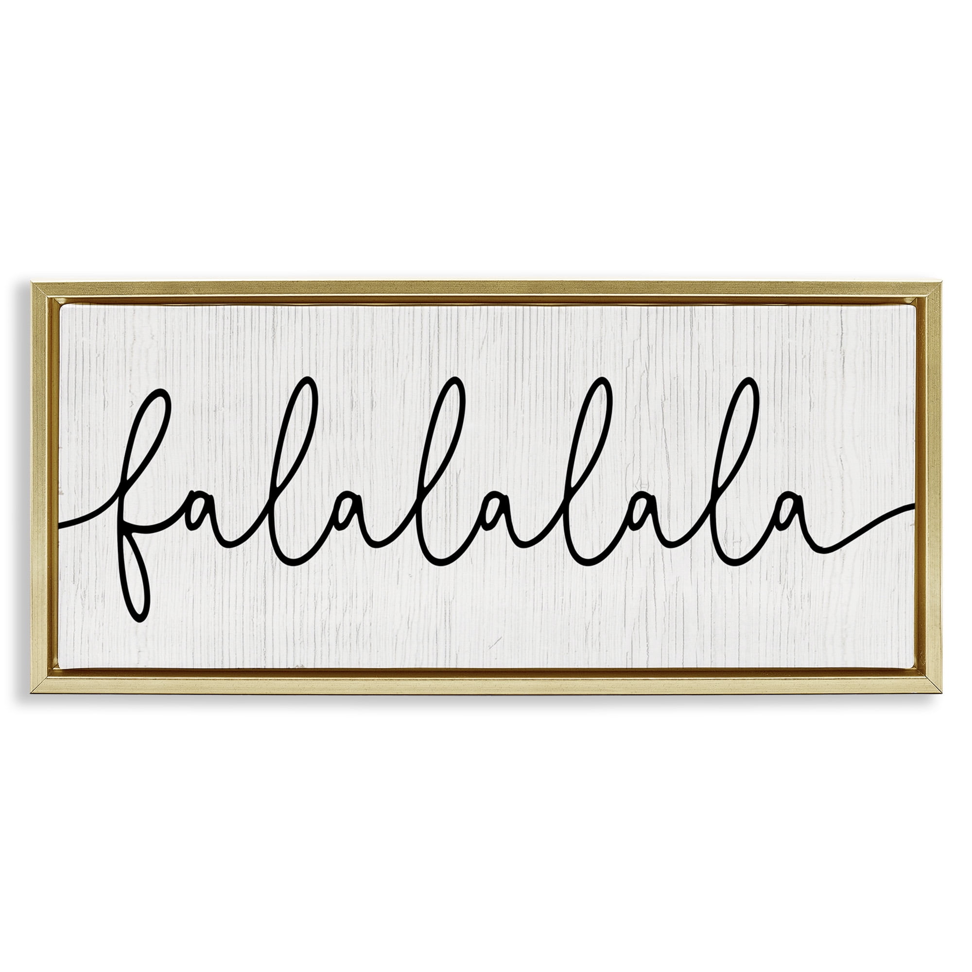 Stupell Industries Falalalala Minimal Holiday Phrase Holiday Painting Gold Floater Framed Canvas Art Print Wall Art, 31 x 14