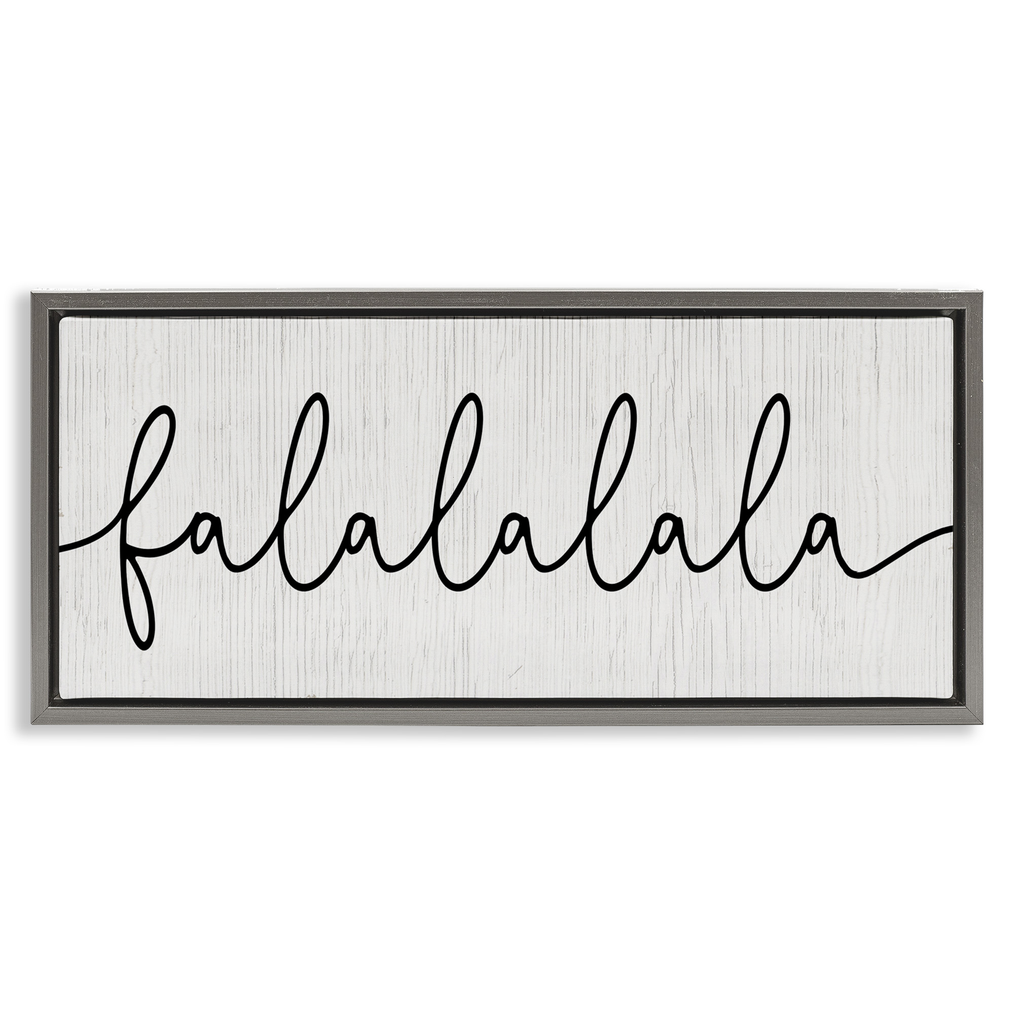 Stupell Industries Falalalala Minimal Holiday Phrase Holiday Painting Gray Floater Framed Canvas Art Print Wall Art, 31 x 14